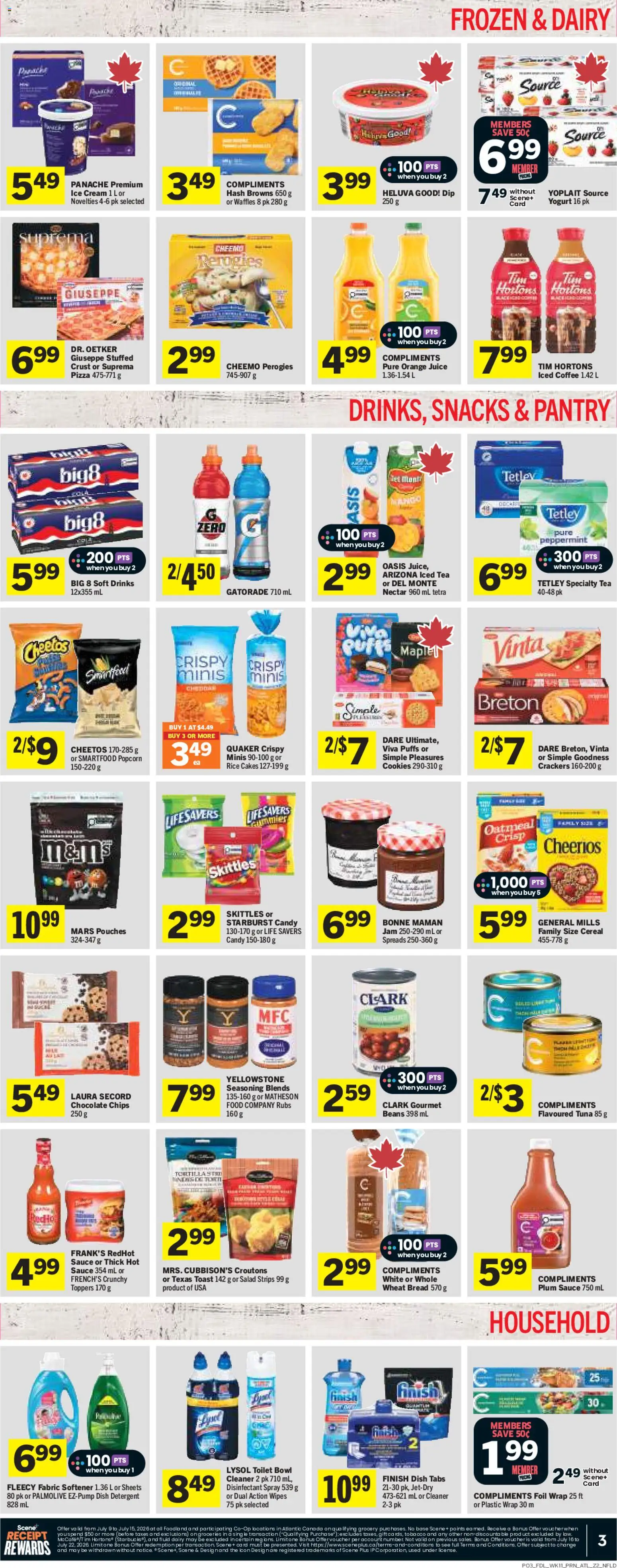 Foodland flyer valid from Jul 9, 2026 | Page: 4 | Products: Salad, Fabric softener, Yogurt, Juice