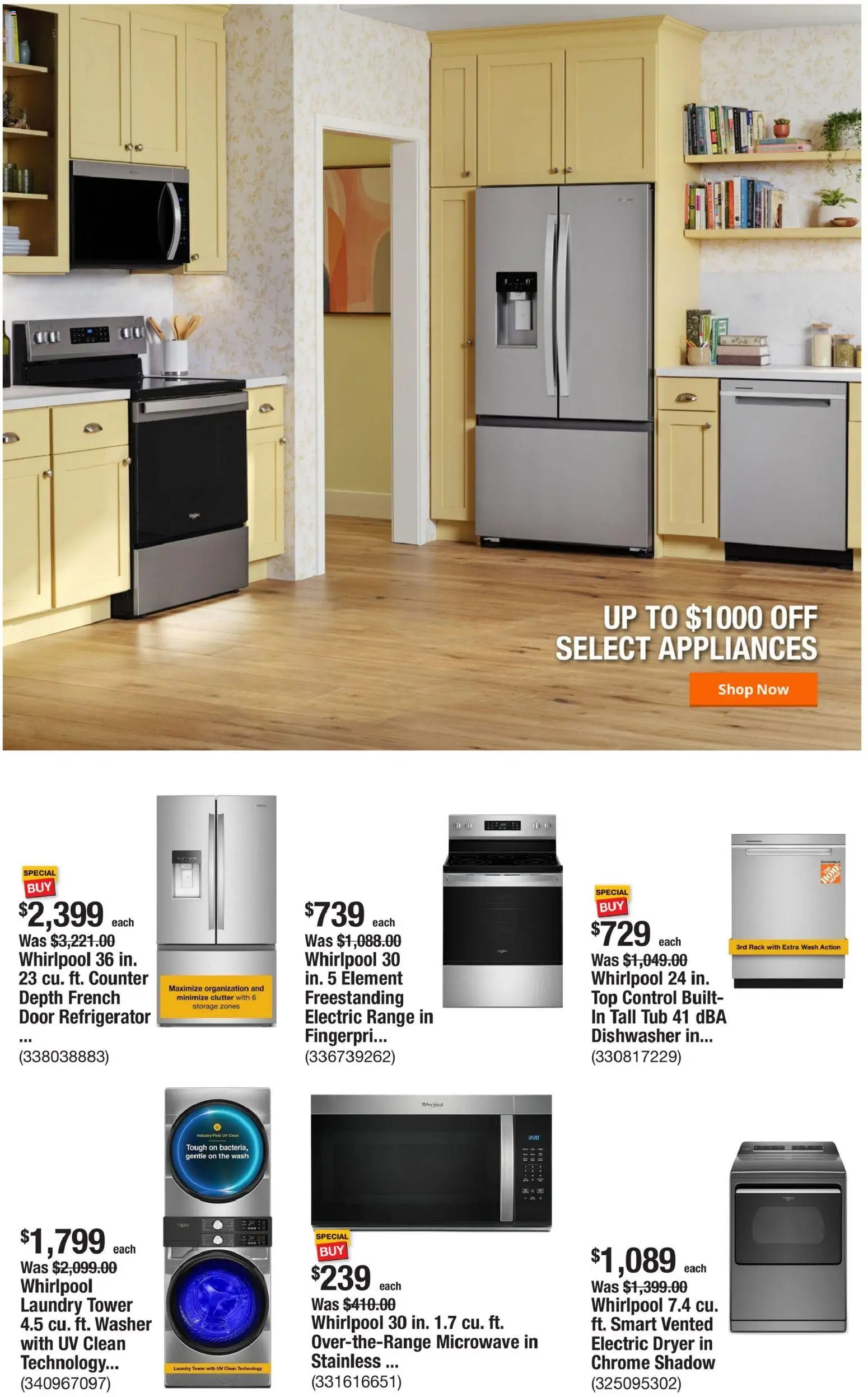 Home Depot Weekly Ad - valid from 07/30/2026 | Page: 2 | Products: Washer, Refrigerator, Dryer, Dishwasher