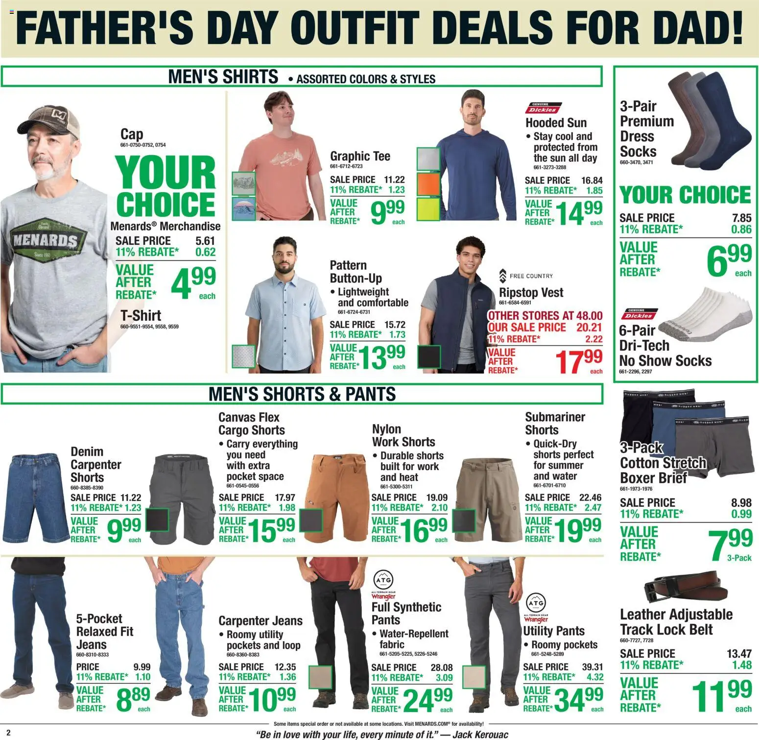 Menards Weekly Ad - valid from 11.06.2026 | Page: 2 | Products: Canvas, Vest, Socks, Belt