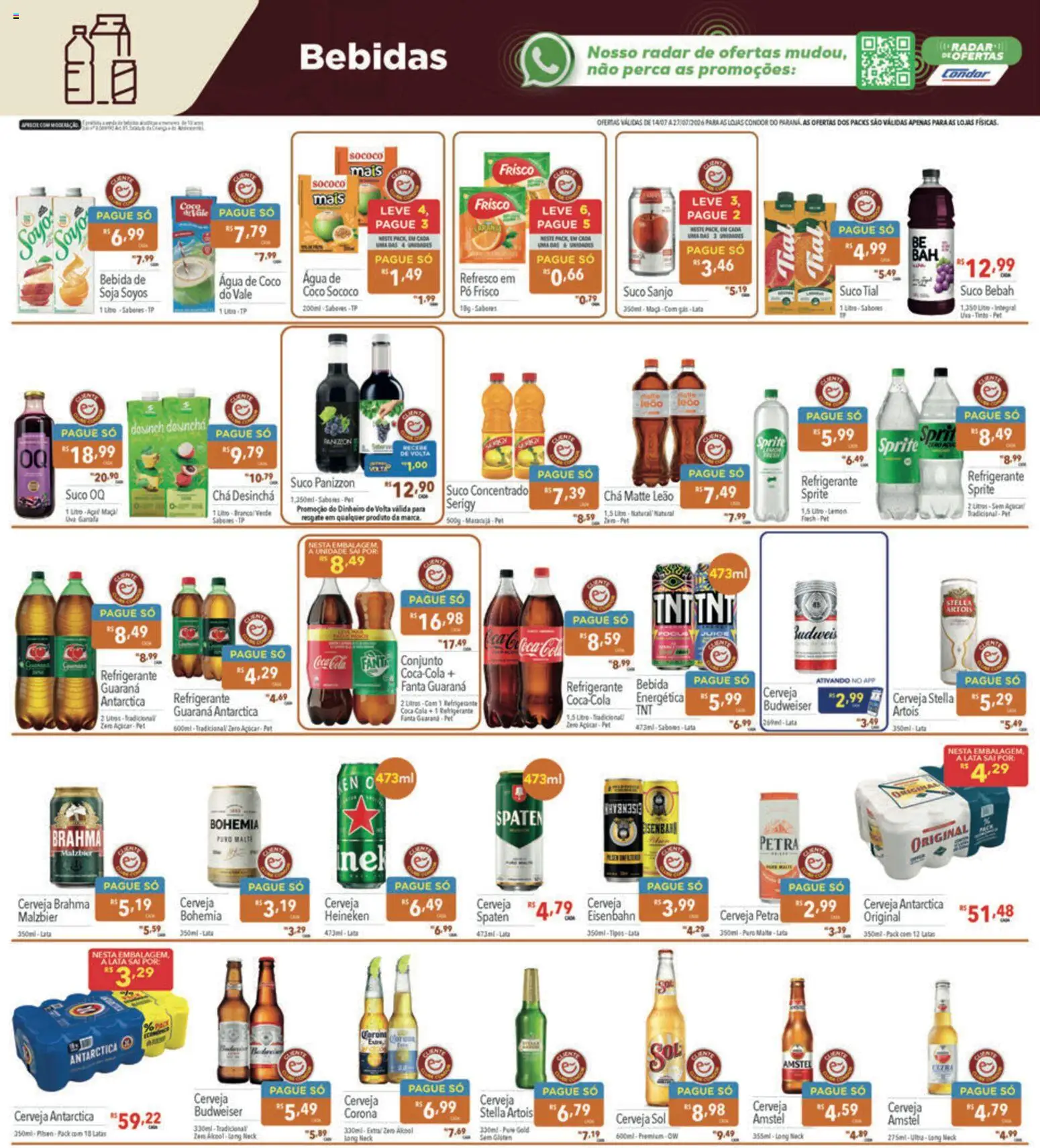 Supermercados Condor Folheto - válido de 14/07/2026 | Página: 18 | Produtos: Fanta, Chá, Bebida, Açúcar
