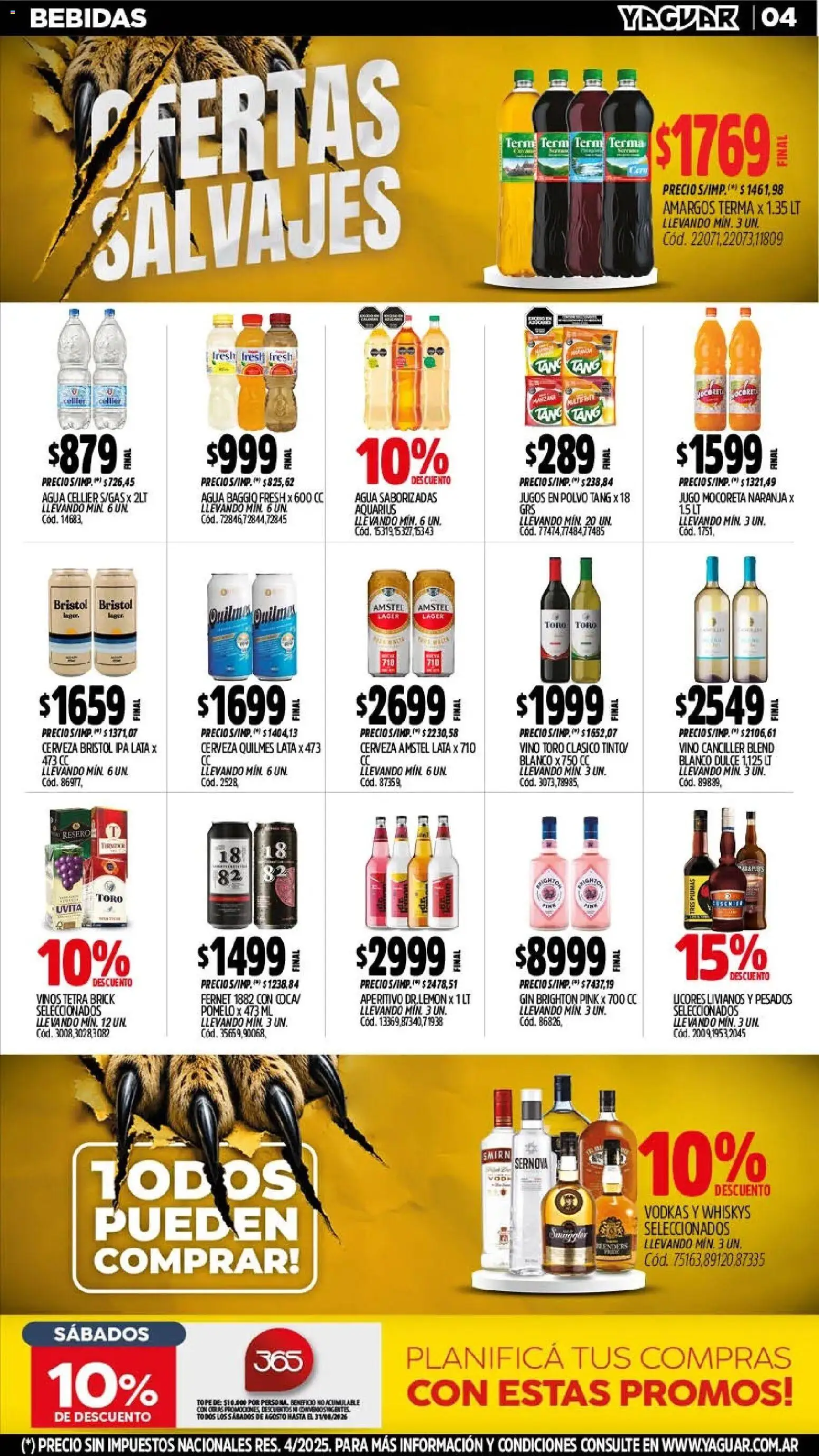Yaguar - Oferta Semanal Mar del Plata │ válido desde el 10/08/2026 | Página: 5 | Productos: Fernet, Manzana, Vino, Cerveza