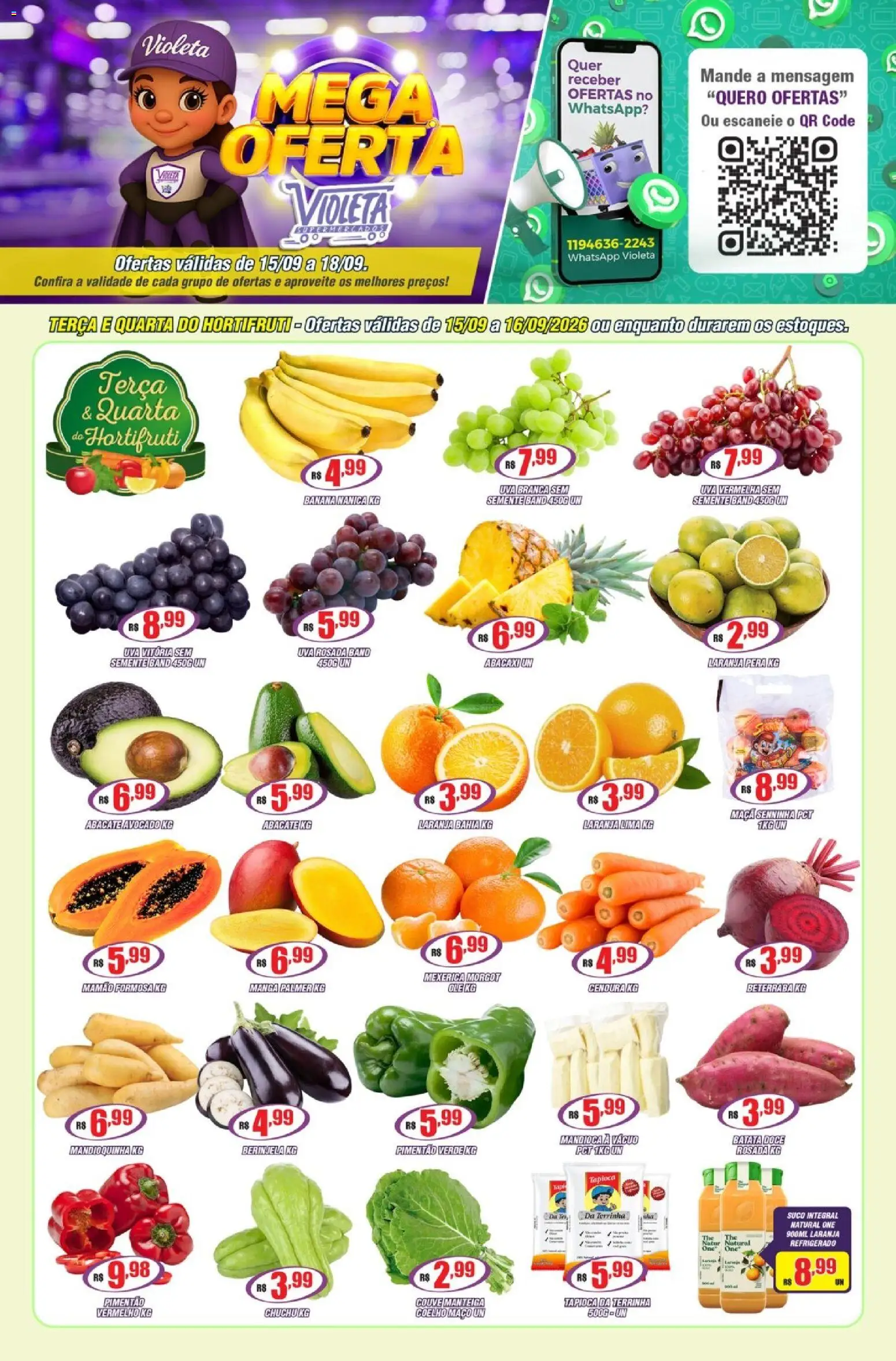 Violeta Supermercados Folheto - válido de 15/09/2026 | Página: 1 | Produtos: Beterraba, Manteiga, Batata, Couve