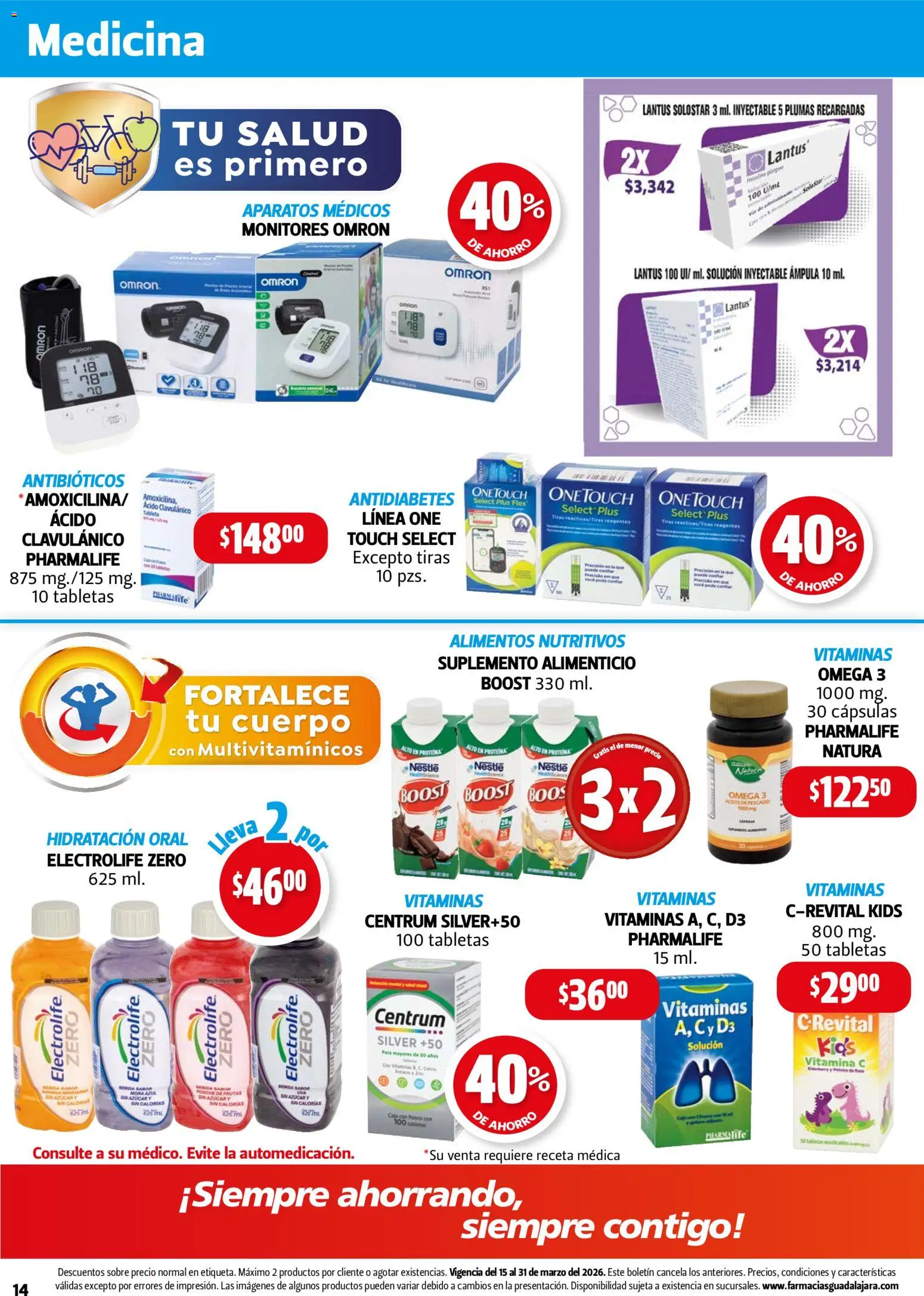 Nuevas ofertas de Farmacia Guadalajara válidas en toda la República Mexicana desde el 15.03.2026. ¡Encuentra las mejores ofertas en Farmacia Guadalajara catálogo! | Página: 14 | Productos: Vitaminas, Sobre