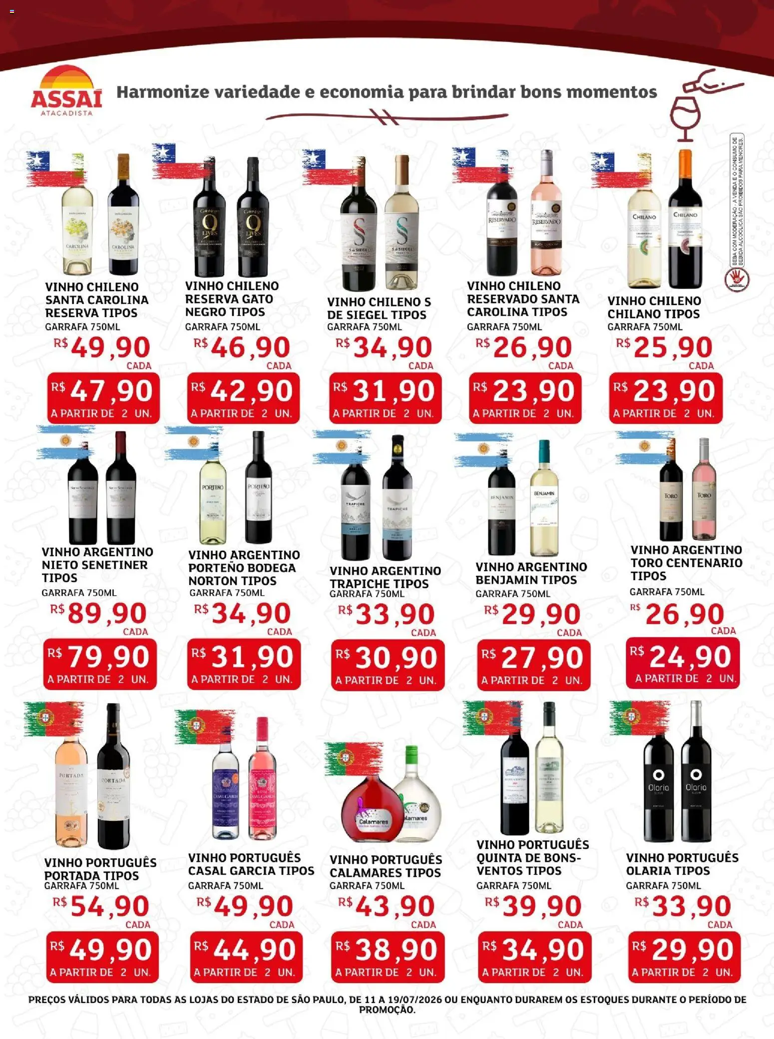 Assaí Atacadista Folheto - válido de 11/07/2026 | Página: 6 | Produtos: Vinho, Benjamin, Bebida
