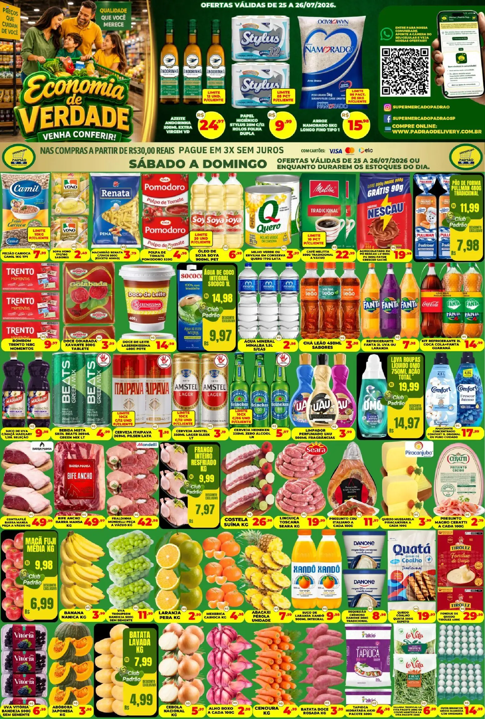 Supermercado Padrão Folheto - válido de 25/07/2026 | Página: 1 | Produtos: Alho, Pó, Achocolatado, Fraldinha
