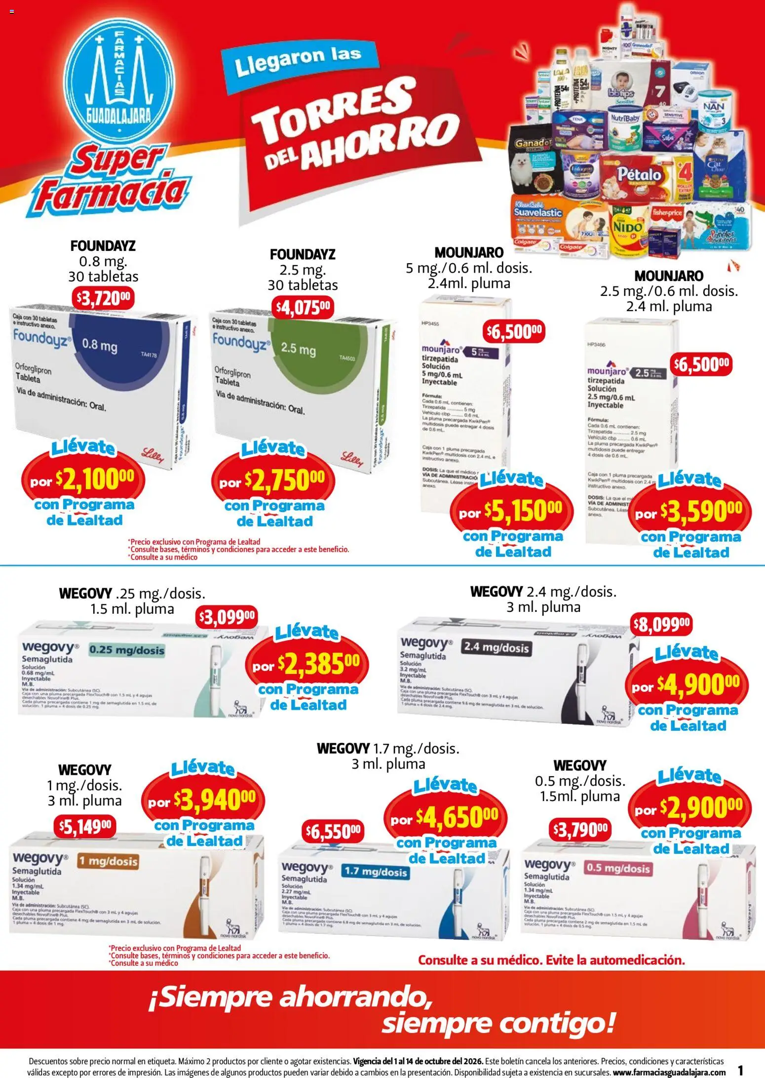 Nuevas ofertas de Farmacia Guadalajara válidas en toda la República Mexicana desde el 01/10/2026. ¡Encuentra las mejores ofertas en Farmacia Guadalajara catálogo! | Página: 1 | Productos: Proteína, Caja, Tableta, Sobre