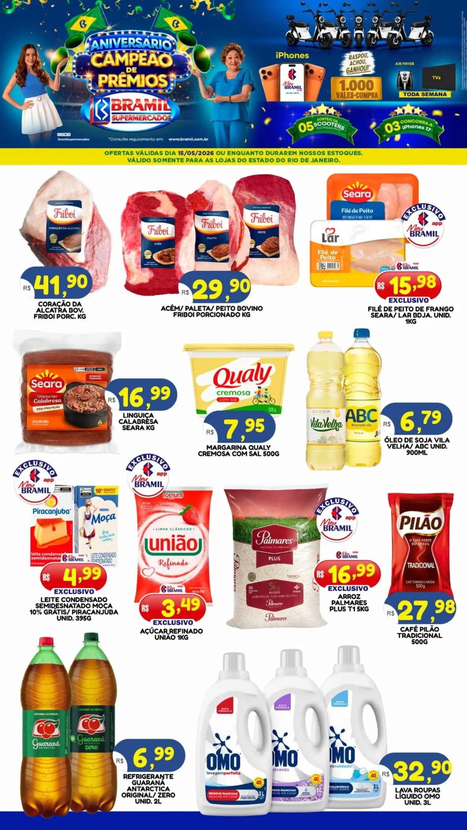 Bramil Supermercados Folheto - válido de 15.05.2026 | Página: 1 | Produtos: Alcatra, Café pilão, Soja, Margarina