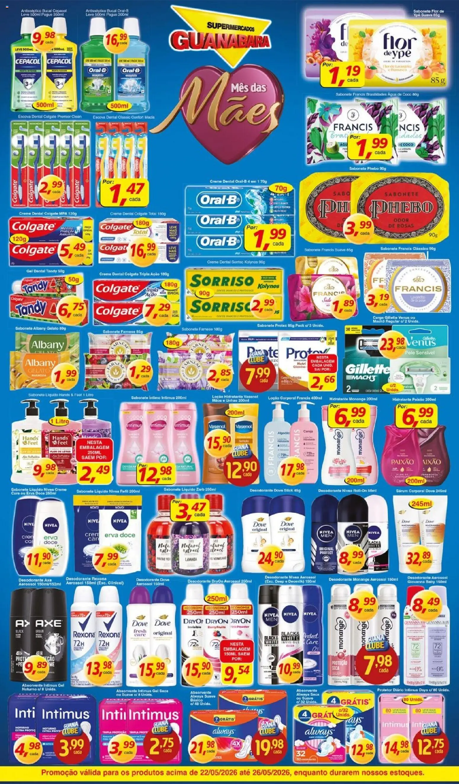 Supermercados Guanabara Folheto - válido de 22.05.2026 | Página: 9 | Produtos: Creme dental colgate total, Desodorante, Rexona, Dove