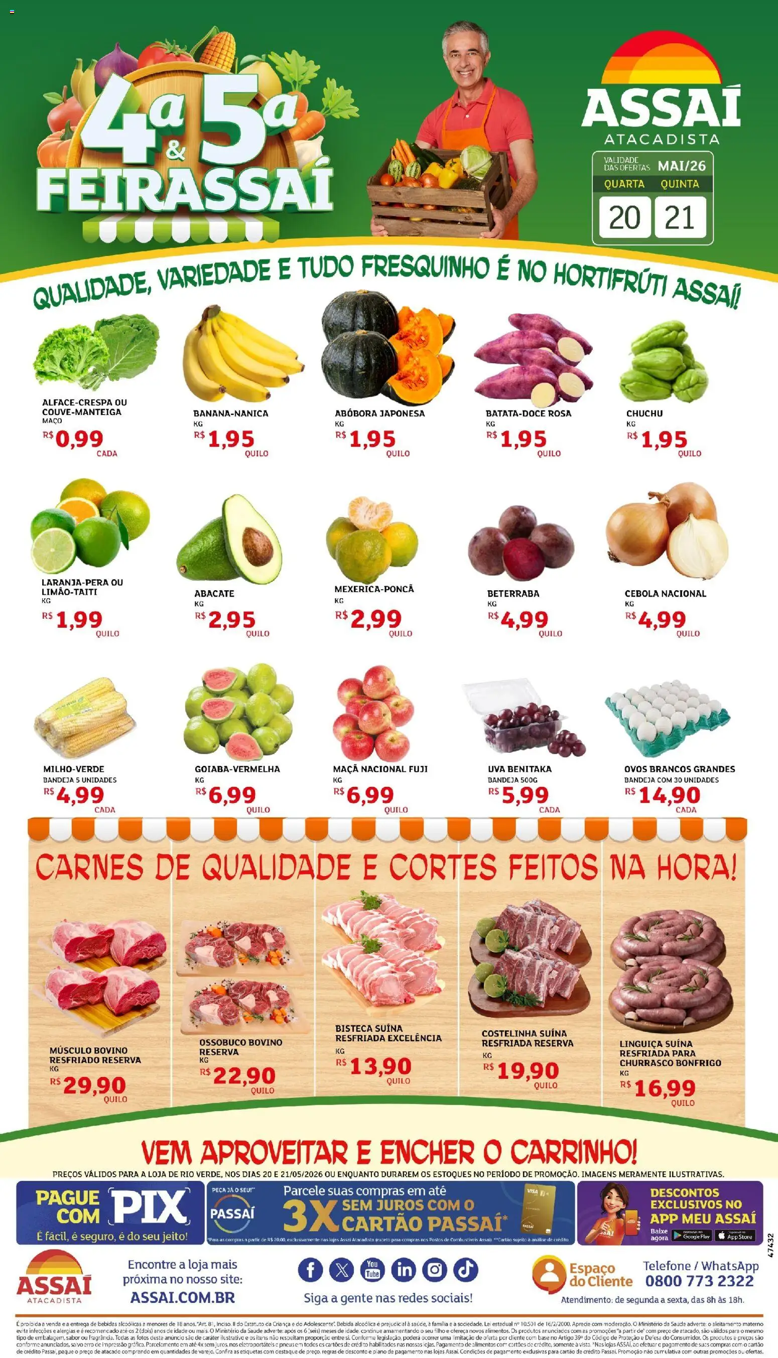 Assaí Atacadista Folheto - válido de 20.05.2026 | Página: 1 | Produtos: Chuchu, Carrinho, Bandeja, Telefone