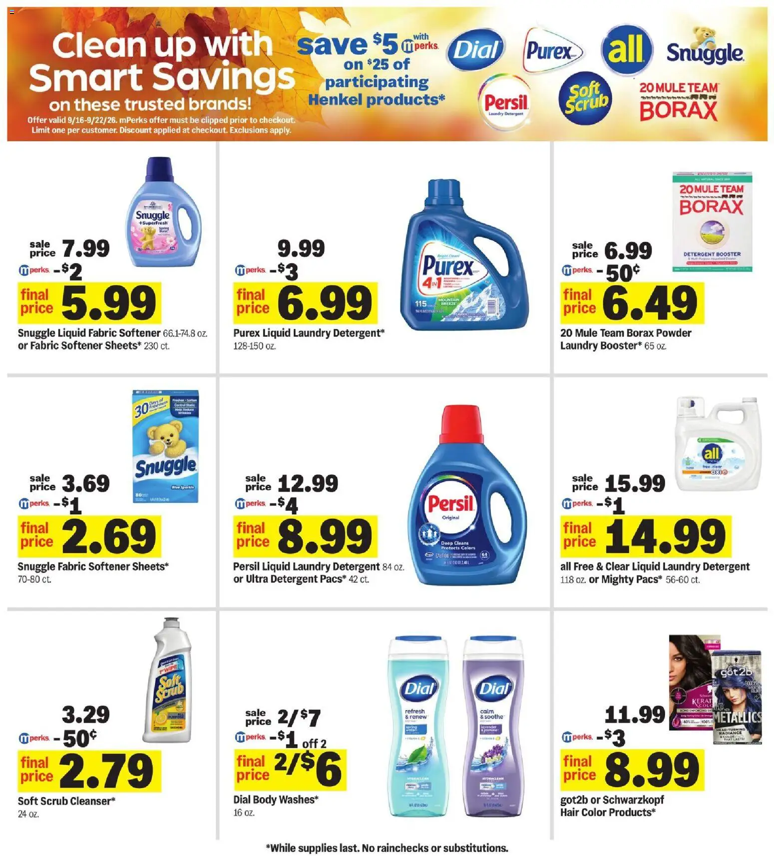 Meijer Weekly Ad - valid from 09/16/2026 | Page: 30 | Products: Laundry detergent, Hair color, Fabric softener, Detergent