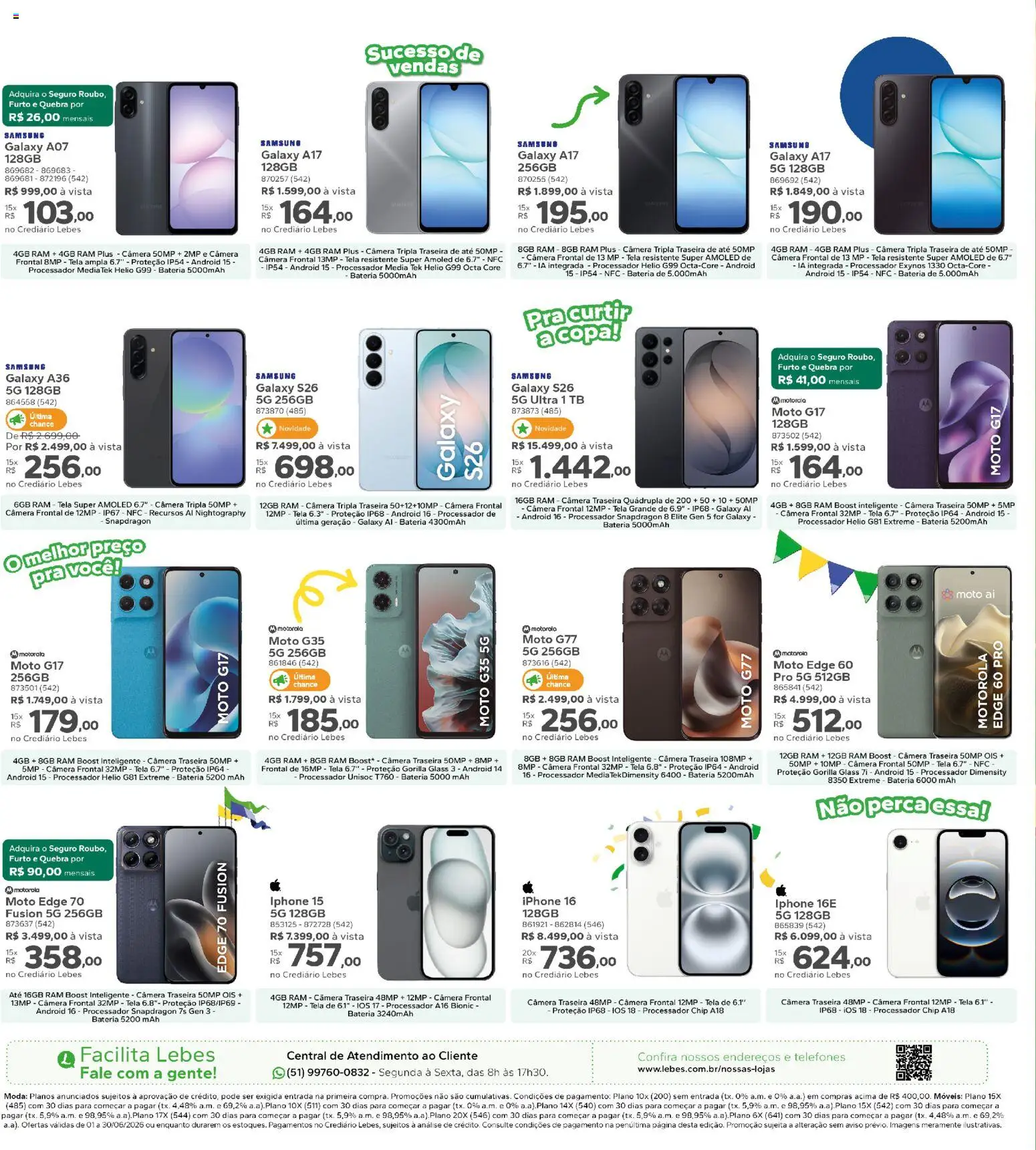 Lebes Folheto - válido de 01.06.2026 | Página: 16 | Produtos: Iphone, Processador, Tela, Câmera