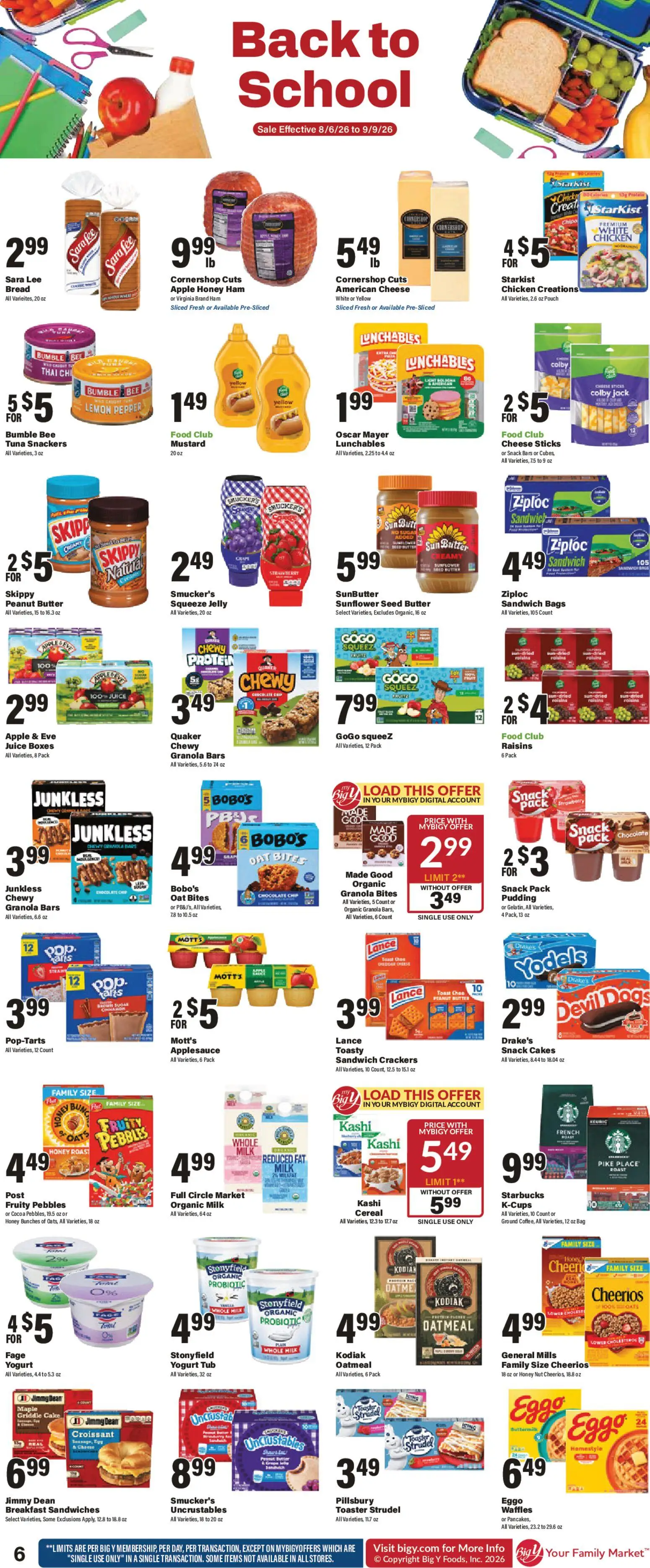 Big Y Back to School - valid from 08/06/2026 | Page: 1 | Products: Chicken, Honey, Cheese, Cake