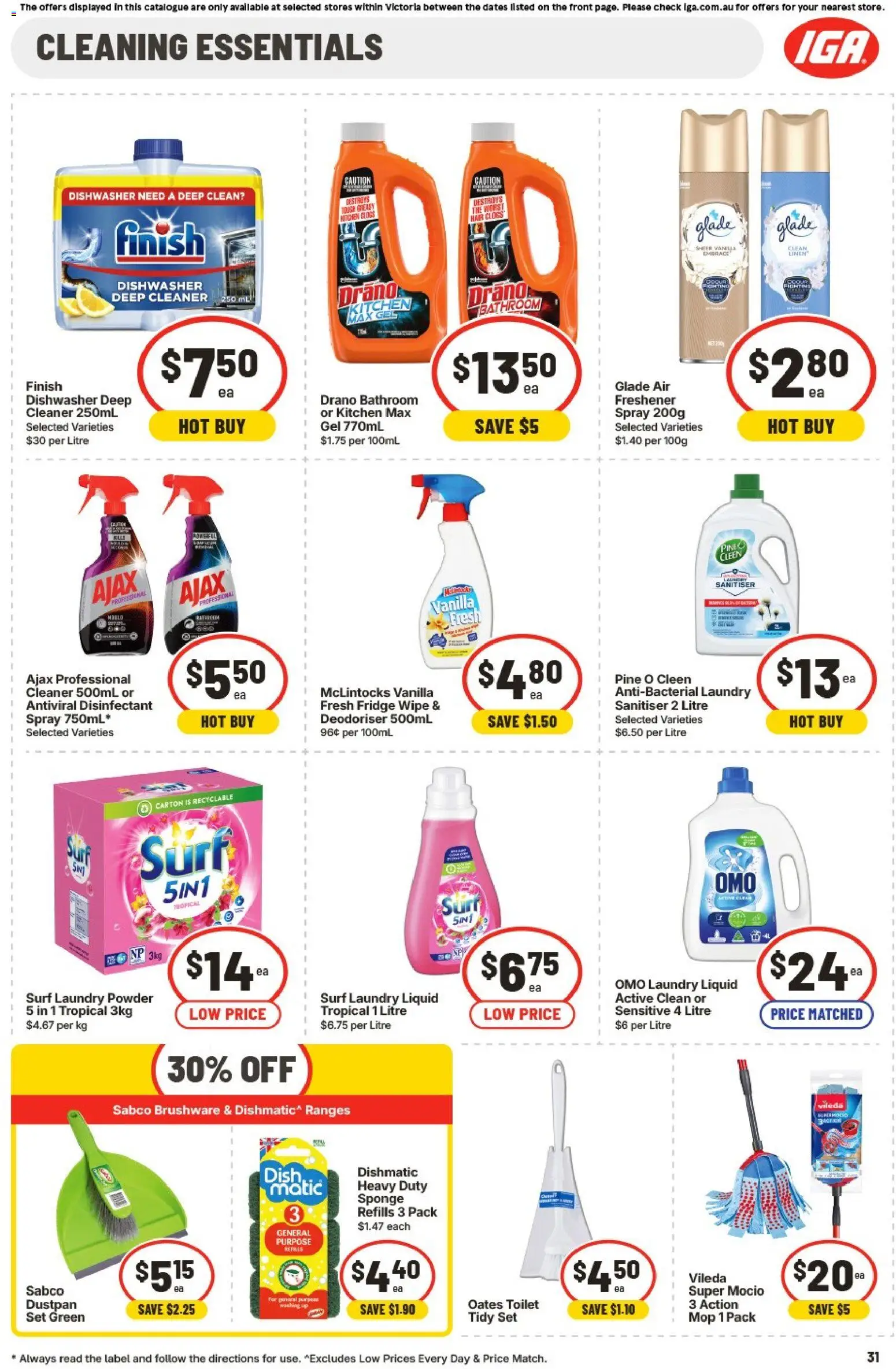 IGA catalogue - valid from 26/08/2026 | Page: 28 | Products: Powder, Mop, Sponge, Laundry