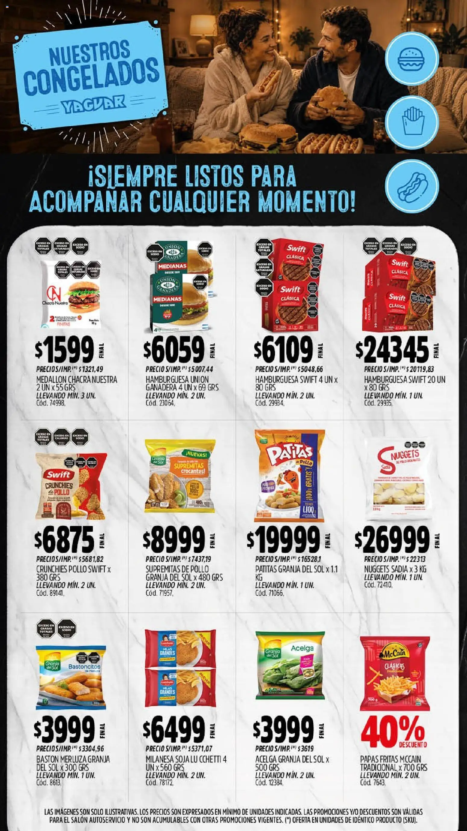 Yaguar catálogo │ válido desde el 07/09/2026 | Página: 12 | Productos: Acelga, Milanesa, Hamburguesa, Papas fritas