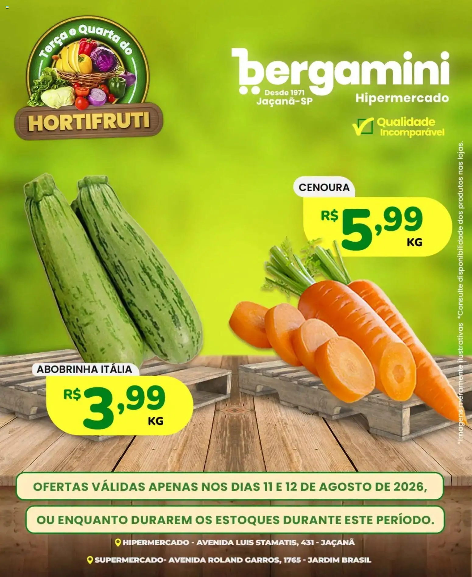 Supermercado Bergamini Folheto - válido de 11/08/2026 | Página: 5 | Produtos: Abobrinha, Cenoura