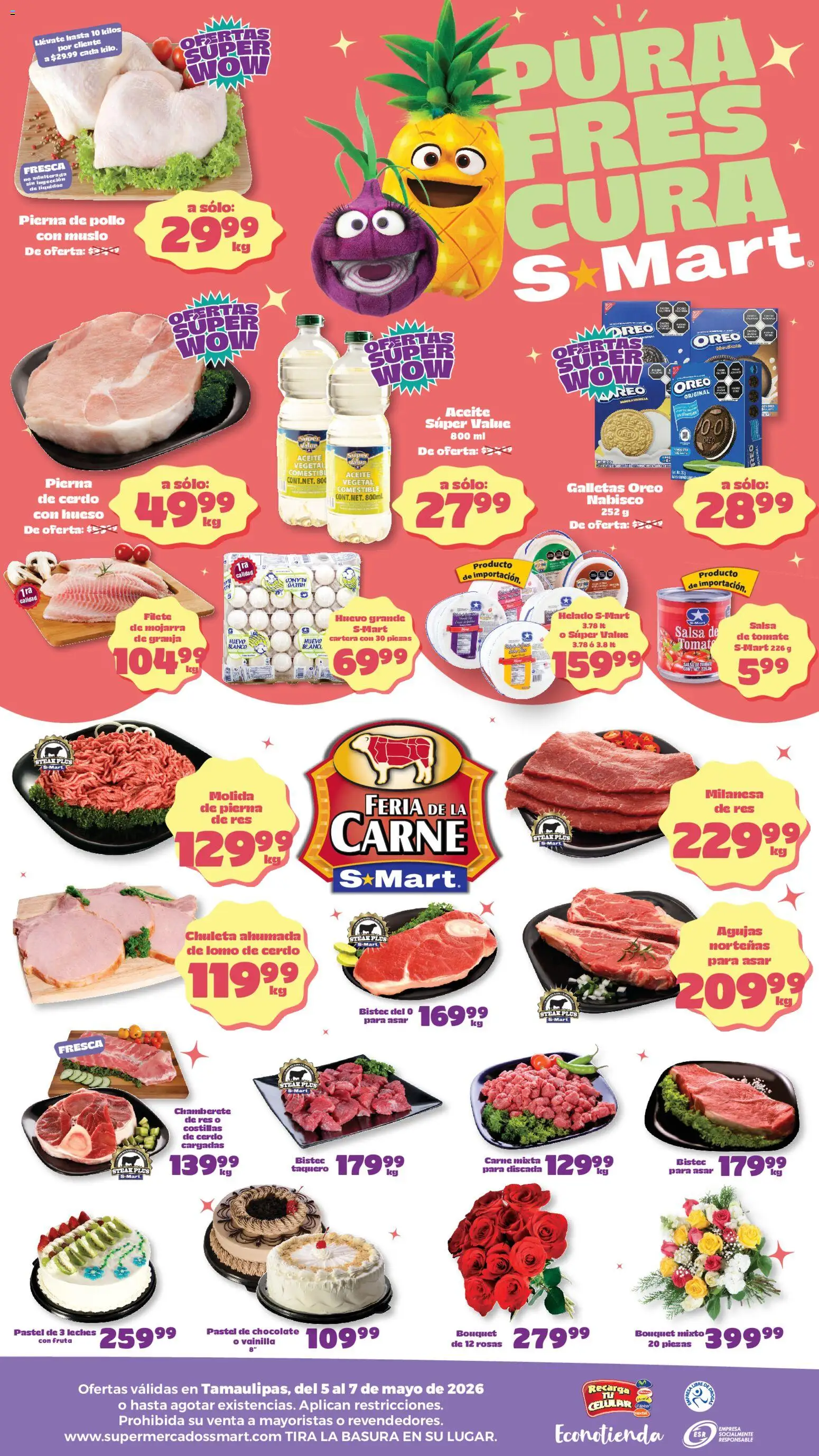Nuevas ofertas de S-Mart válidas en toda la República Mexicana desde el 05.05.2026. ¡Encuentra las mejores ofertas en S-Mart folleto Reynosa! | Página: 2 | Productos: Pollo, Tomate, Res, Galletas