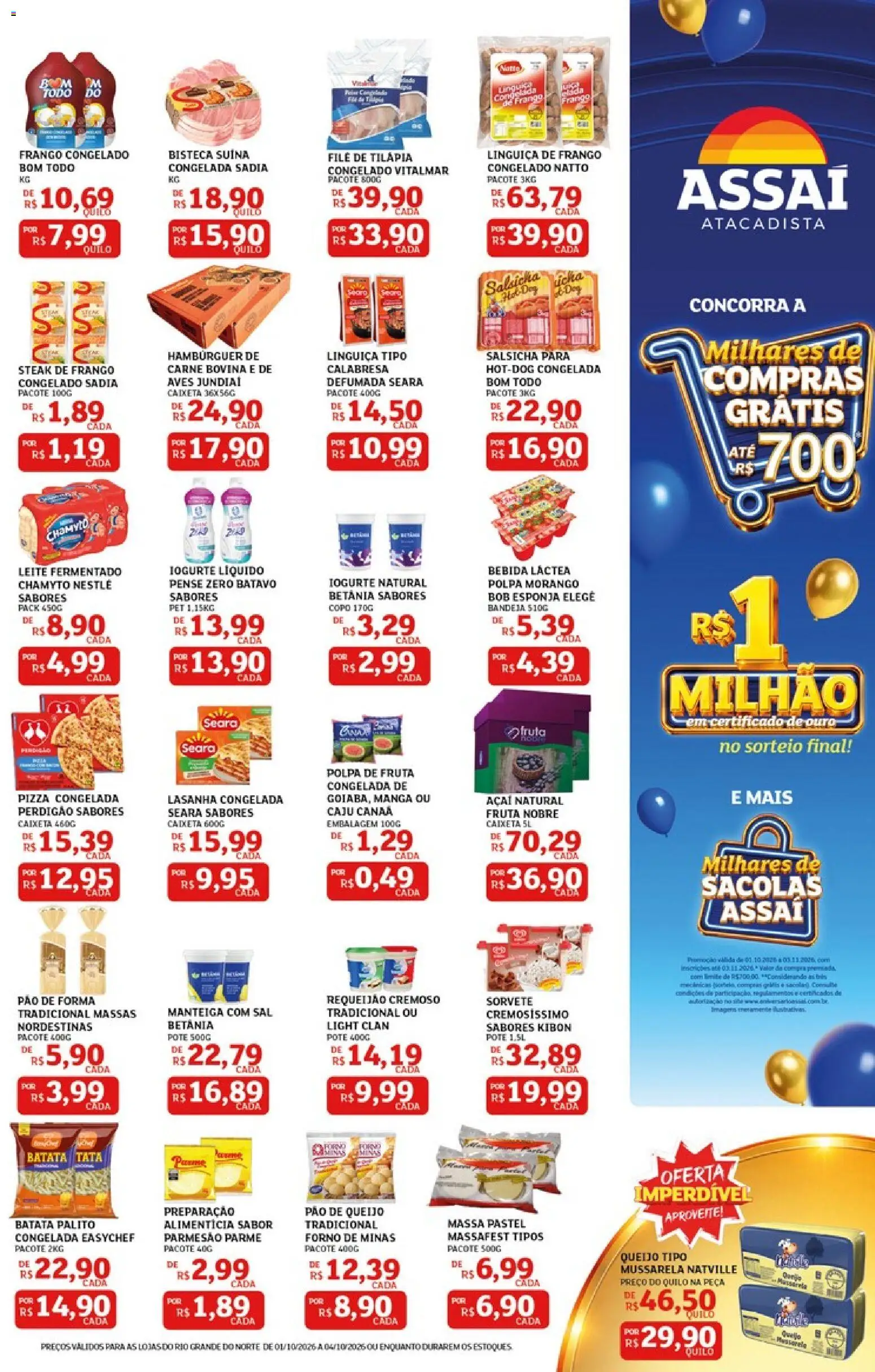 Assaí Atacadista Folheto - válido de 01/10/2026 | Página: 3 | Produtos: Pão, Massa, Sorvete, Bebida