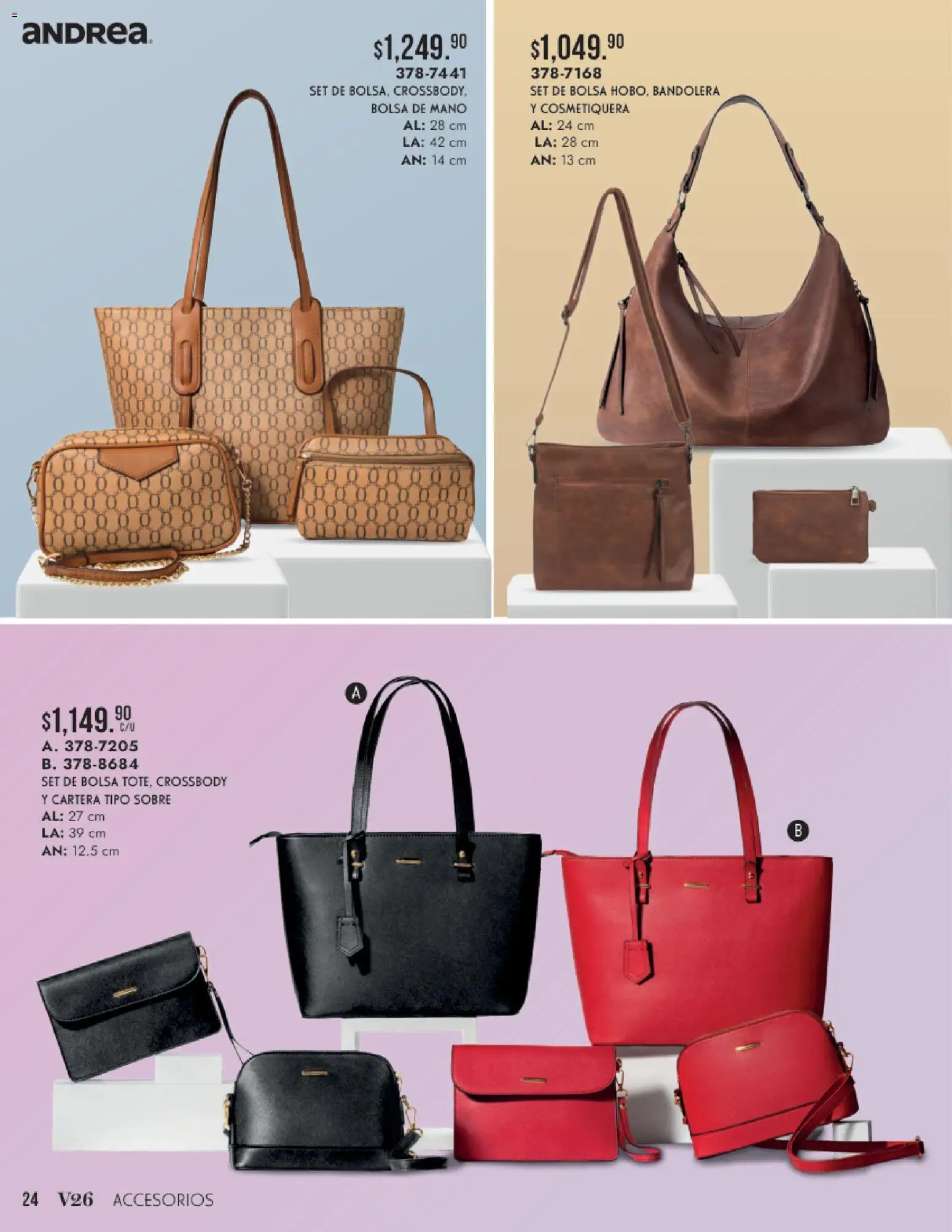 Nuevas ofertas de Andrea válidas en toda la República Mexicana desde el 24/05/2026. ¡Encuentra las mejores ofertas en Andrea catálogo Accesorios para todos! | Página: 24 | Productos: Bolsa, Sobre