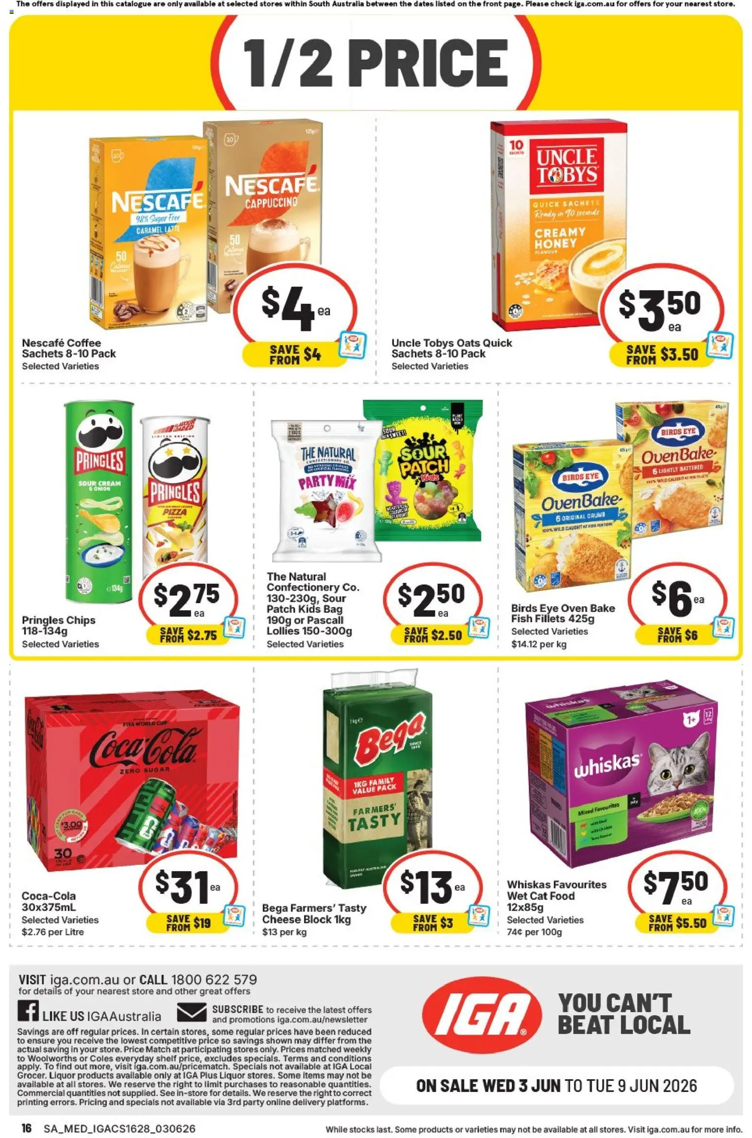 IGA catalogue - valid from 03.06.2026 | Page: 16 | Products: Sour cream, Chips, Sugar, Nescafe
