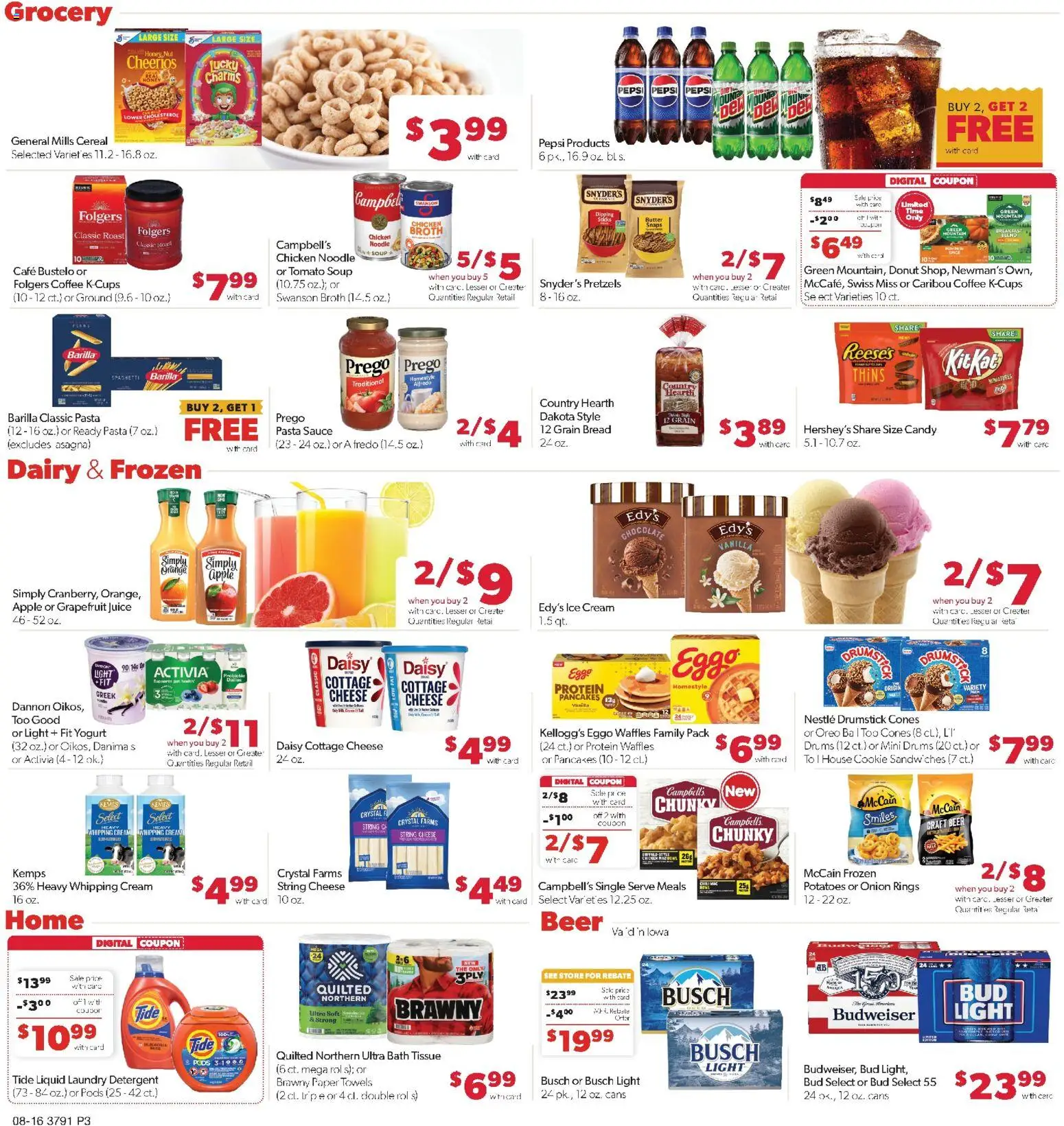 Family Fare Weekly Ad - IA - valid from 08/16/2026 | Page: 3 | Products: Cream, Ice cream, Potatoes, Vanilla