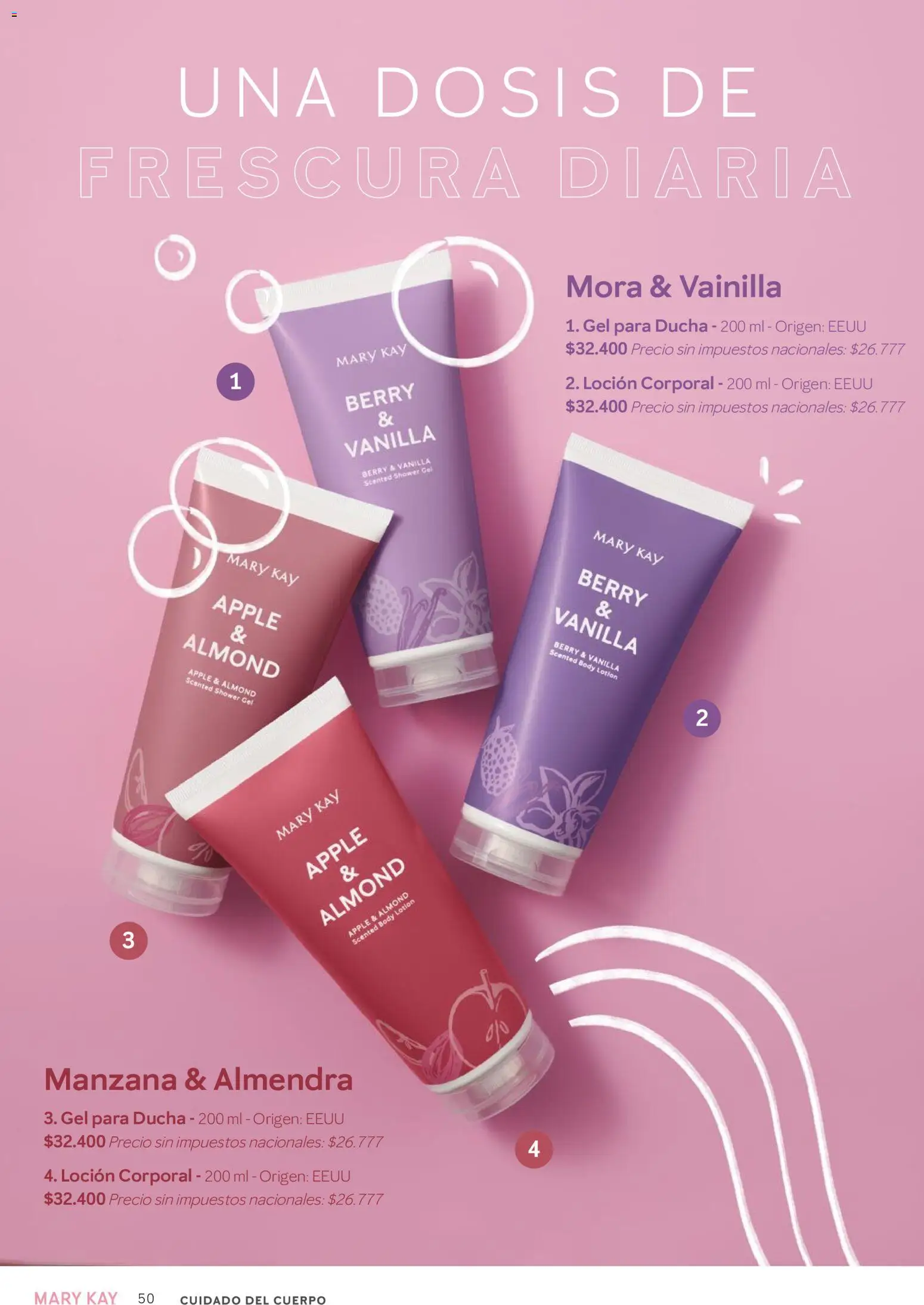 Mary Kay catálogo │ válido desde el 01/08/2026 | Página: 50 | Productos: Ducha, Loción, Manzana, Almendra