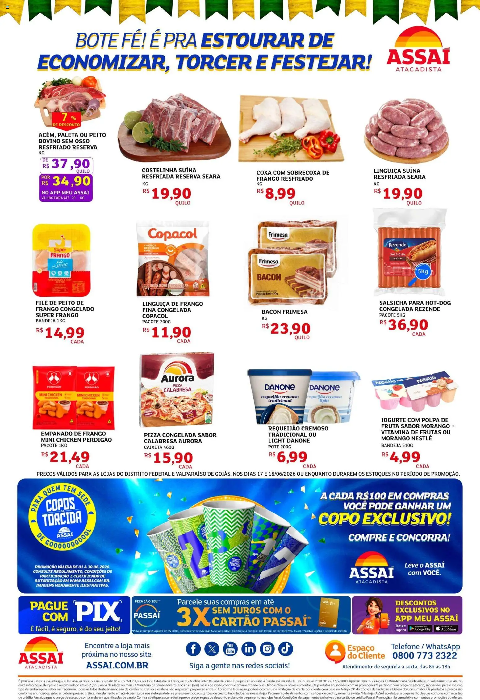 Assaí Atacadista Folheto - válido de 17.06.2026 | Página: 2 | Produtos: Base, Carne, Bebida, Frango