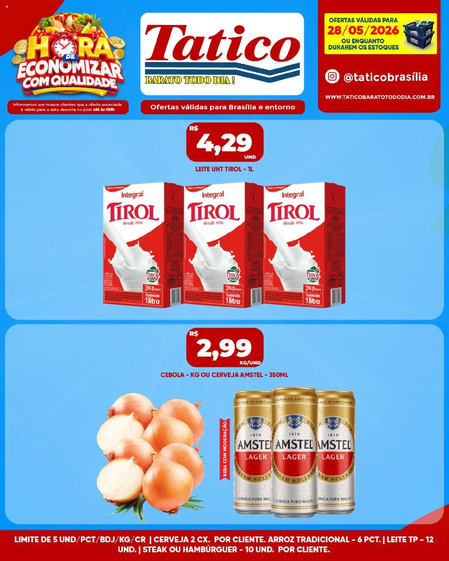 Tatico Folheto - válido de 29.05.2026 | Página: 26 | Produtos: Cebola, Leite, Cerveja, Hambúrguer