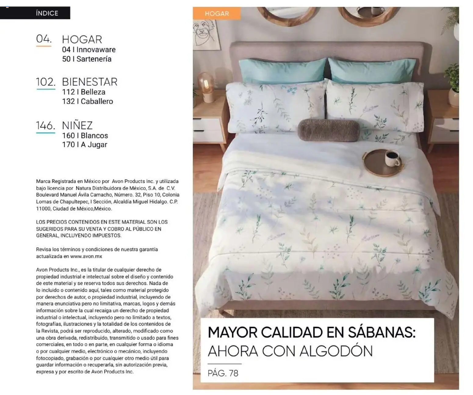 Nuevas ofertas de AVON válidas en toda la República Mexicana desde el 31/07/2026. ¡Encuentra las mejores ofertas en AVON Casa & Estilo 12 2026! | Página: 8 | Productos: Algodón, Sabanas, Sobre