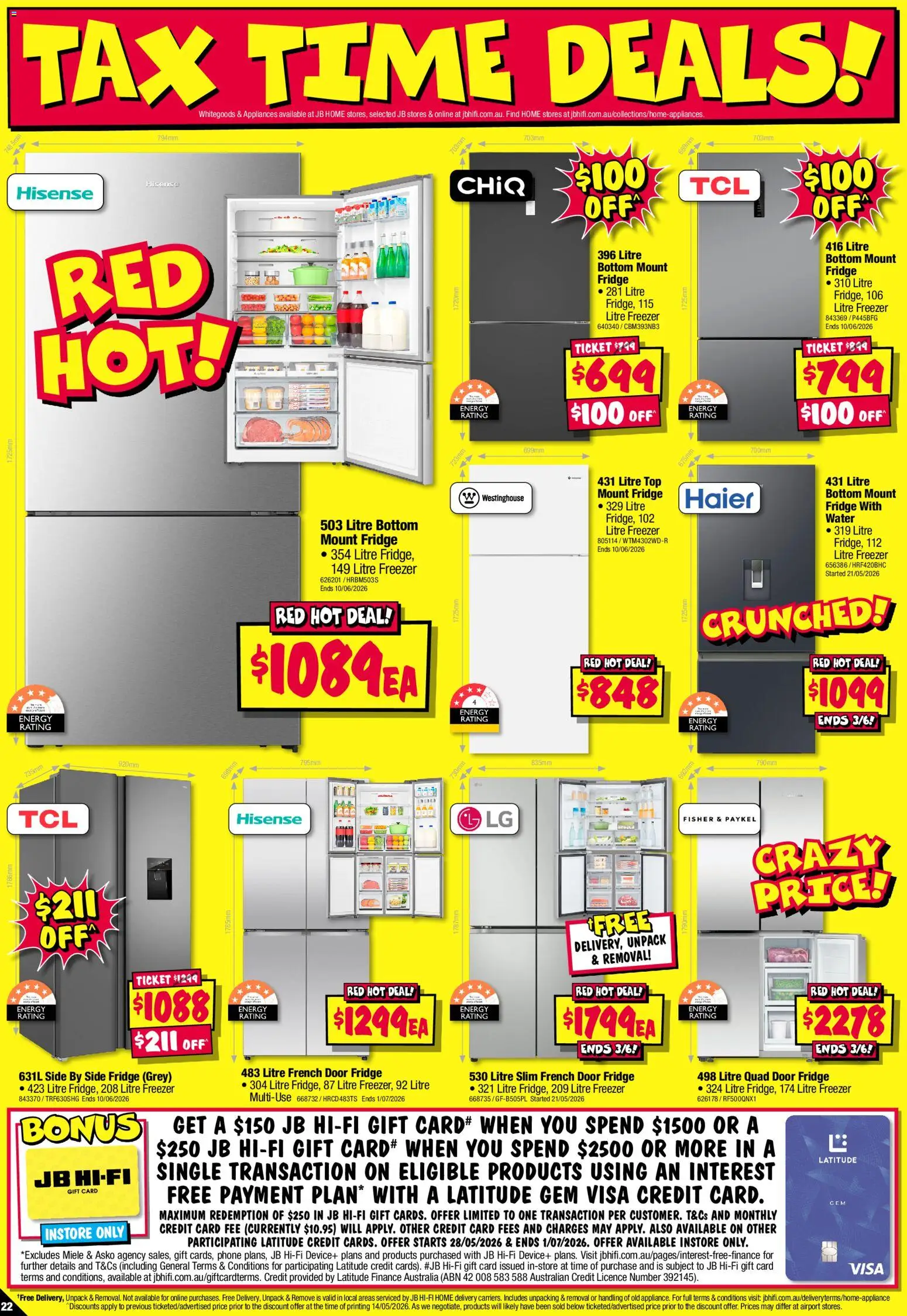 JB Hi-Fi catalogue - valid from 28.05.2026 | Page: 22 | Products: Door, Gem, Device, Freezer