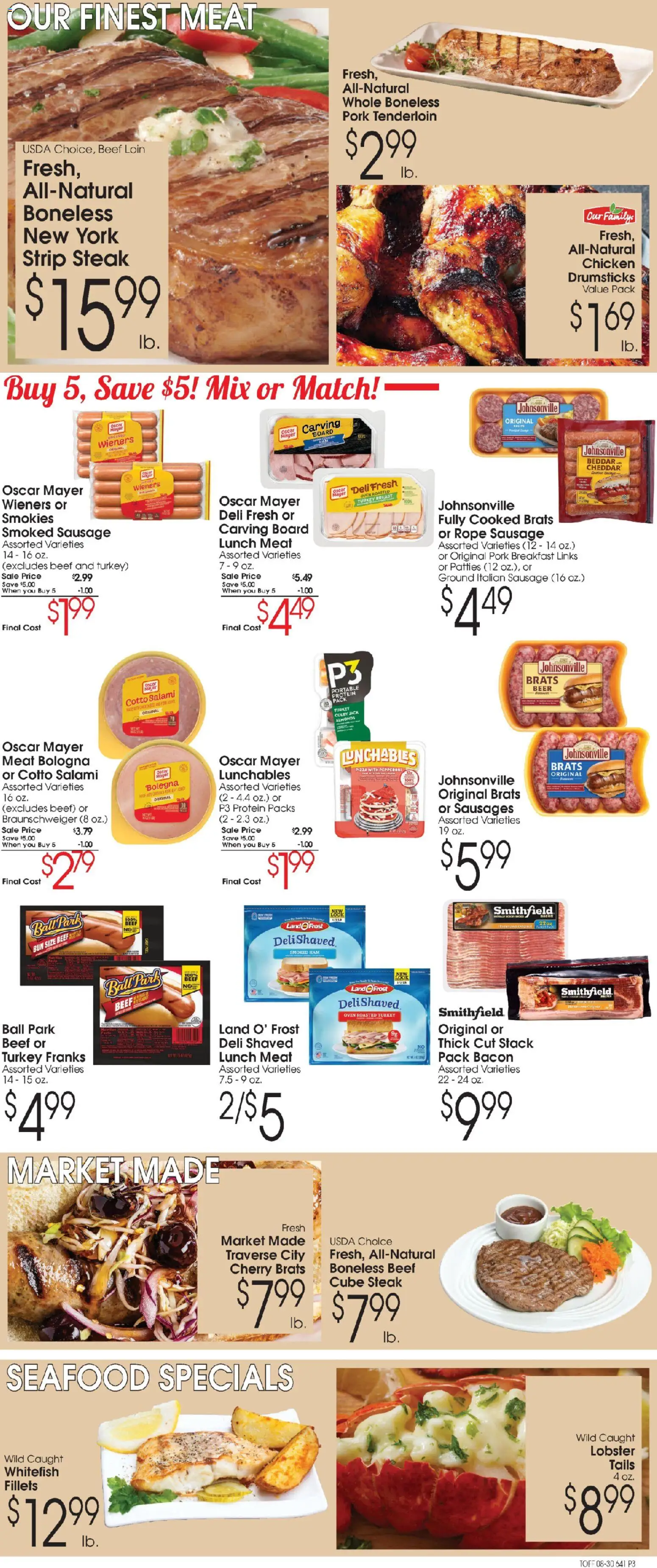 Family Fare Ad - valid from 08/30/2026 | Page: 3 | Products: Chicken, Bacon, Sausage, Oven