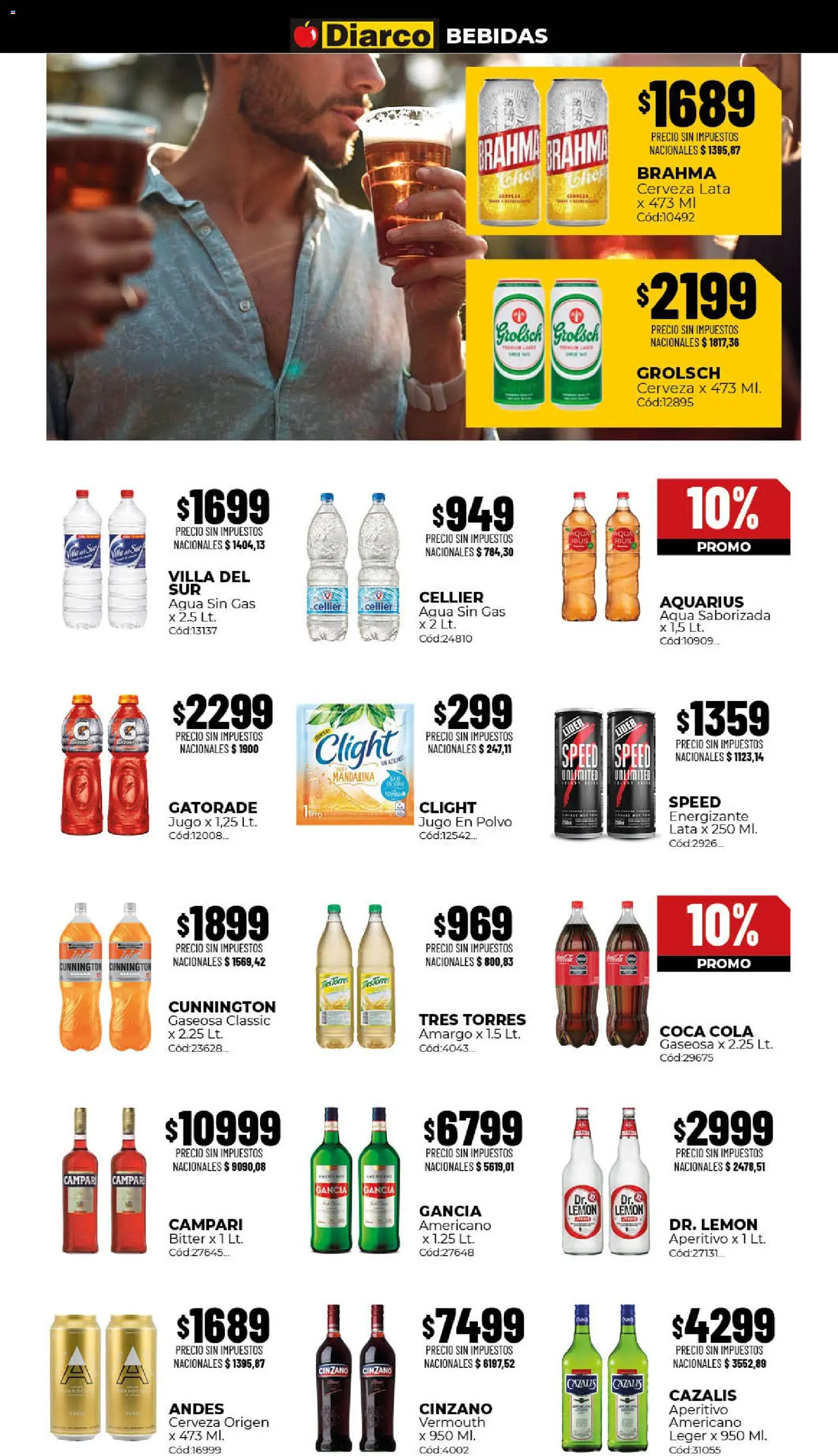 Diarco - Ofertas Gba │ válido desde el 10/08/2026 | Página: 7 | Productos: Cinzano, Gaseosa, Agua, Jugo