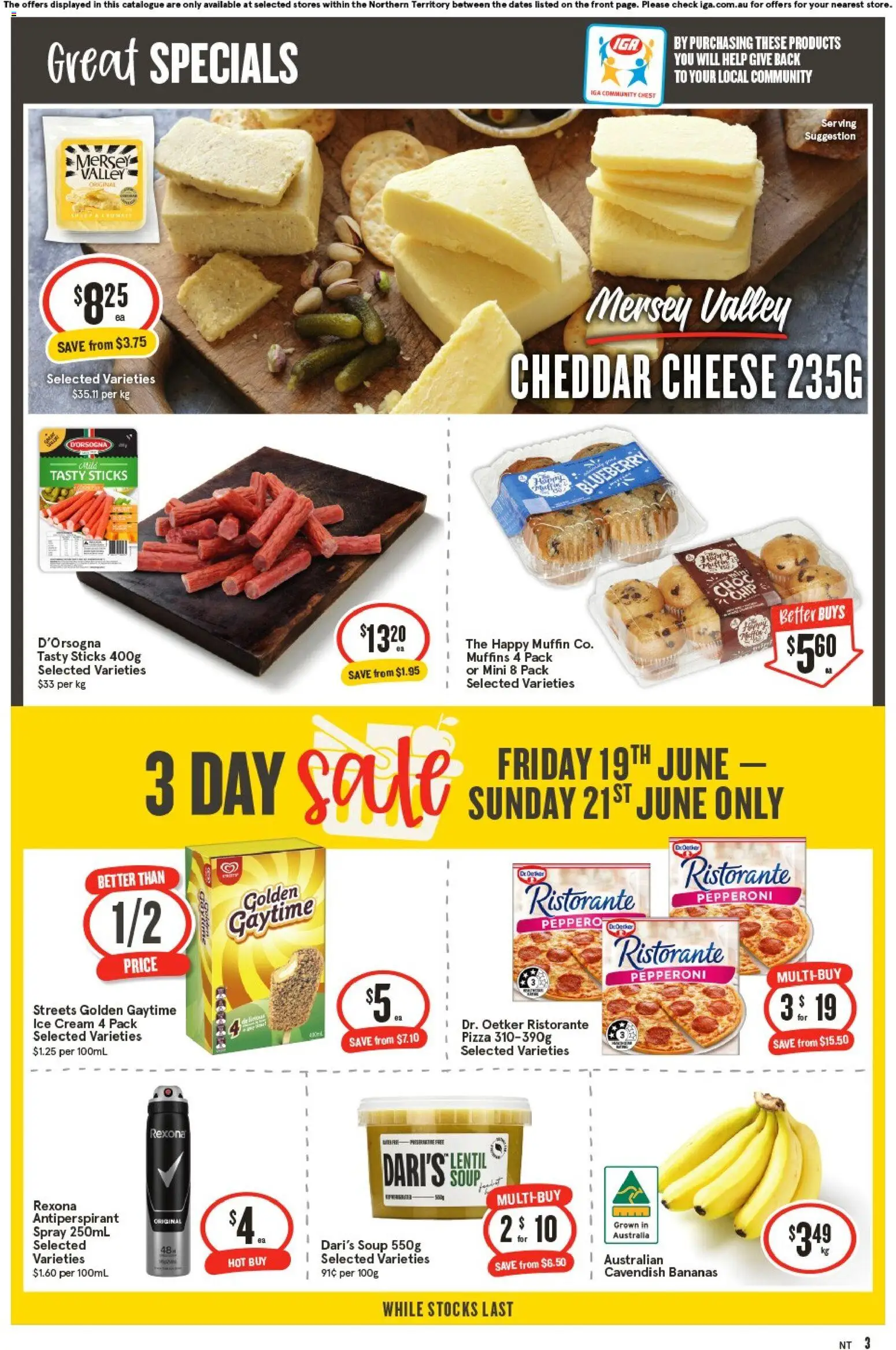 IGA catalogue - valid from 17.06.2026 | Page: 4 | Products: Cheese, Pizza, Ice cream, Soup
