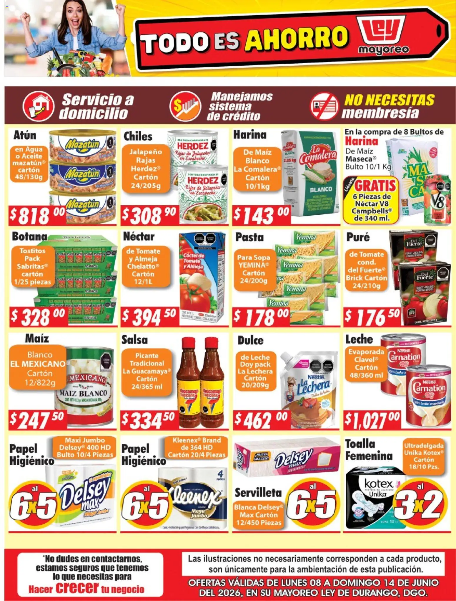 Nuevas ofertas de Casa Ley válidas en toda la República Mexicana desde el 08.06.2026. ¡Encuentra las mejores ofertas en Casa Ley folleto! | Página: 2 | Productos: Harina, Sopa, Aceite, Pure de Tomate