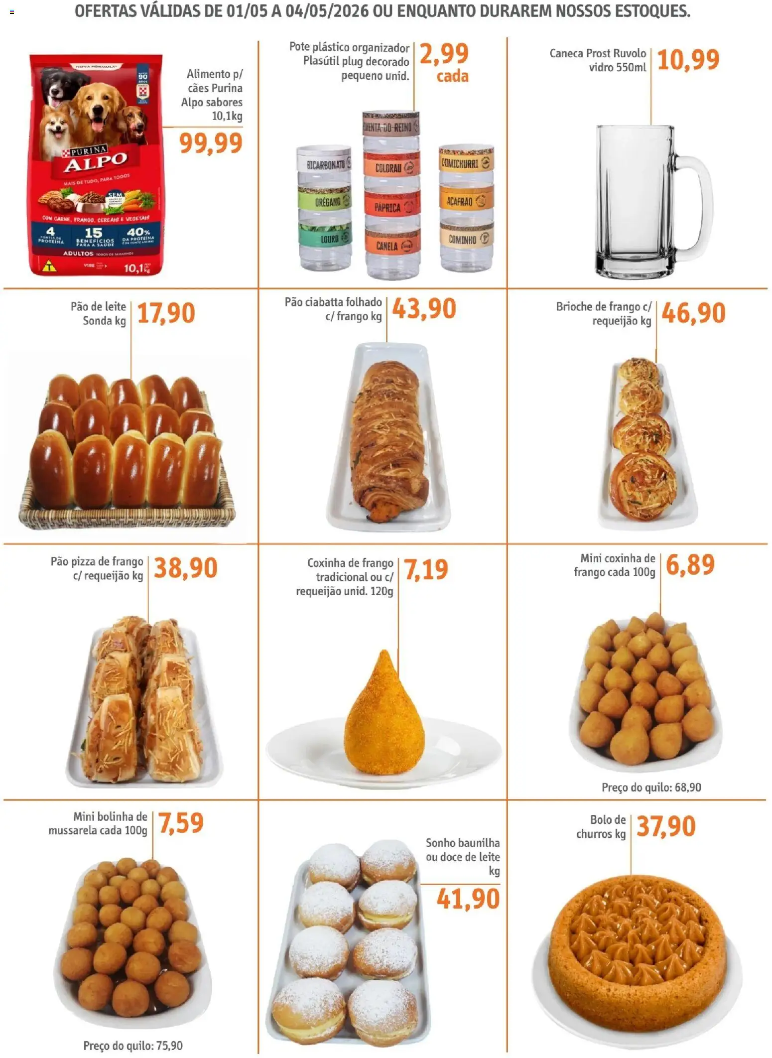 Sonda Folheto - válido de 01.05.2026 | Página: 4 | Produtos: Leite, Pão, Orégano, Frango