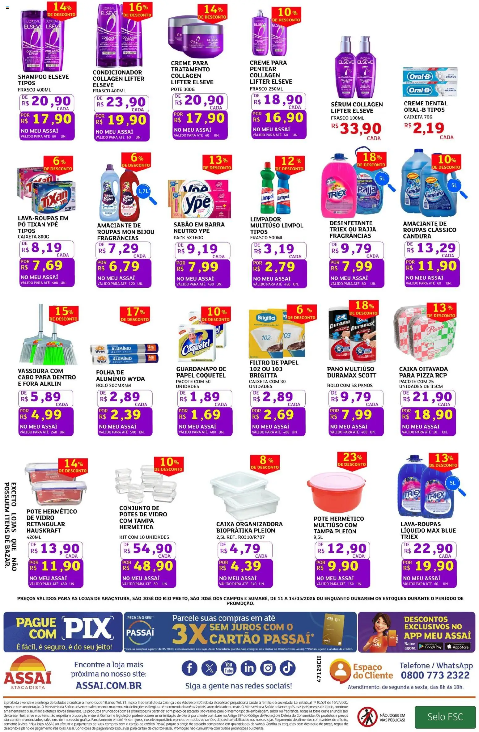 Assaí Atacadista Folheto - válido de 11.05.2026 | Página: 4 | Produtos: Hauskraft, Roupas, Desinfetante, Vassoura