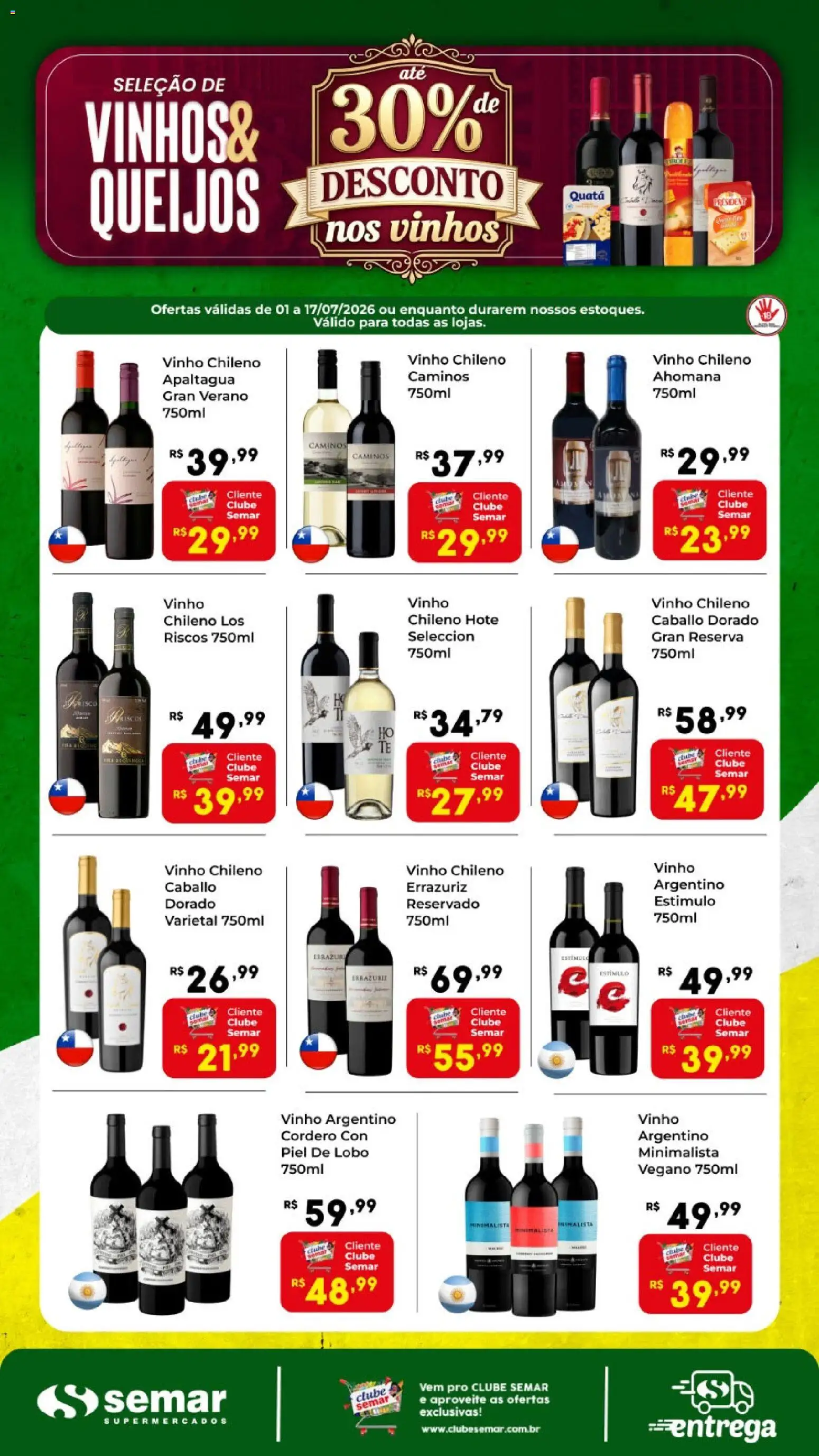 Semar Supermercado Folheto - válido de 01/07/2026 | Página: 1 | Produtos: Vinho