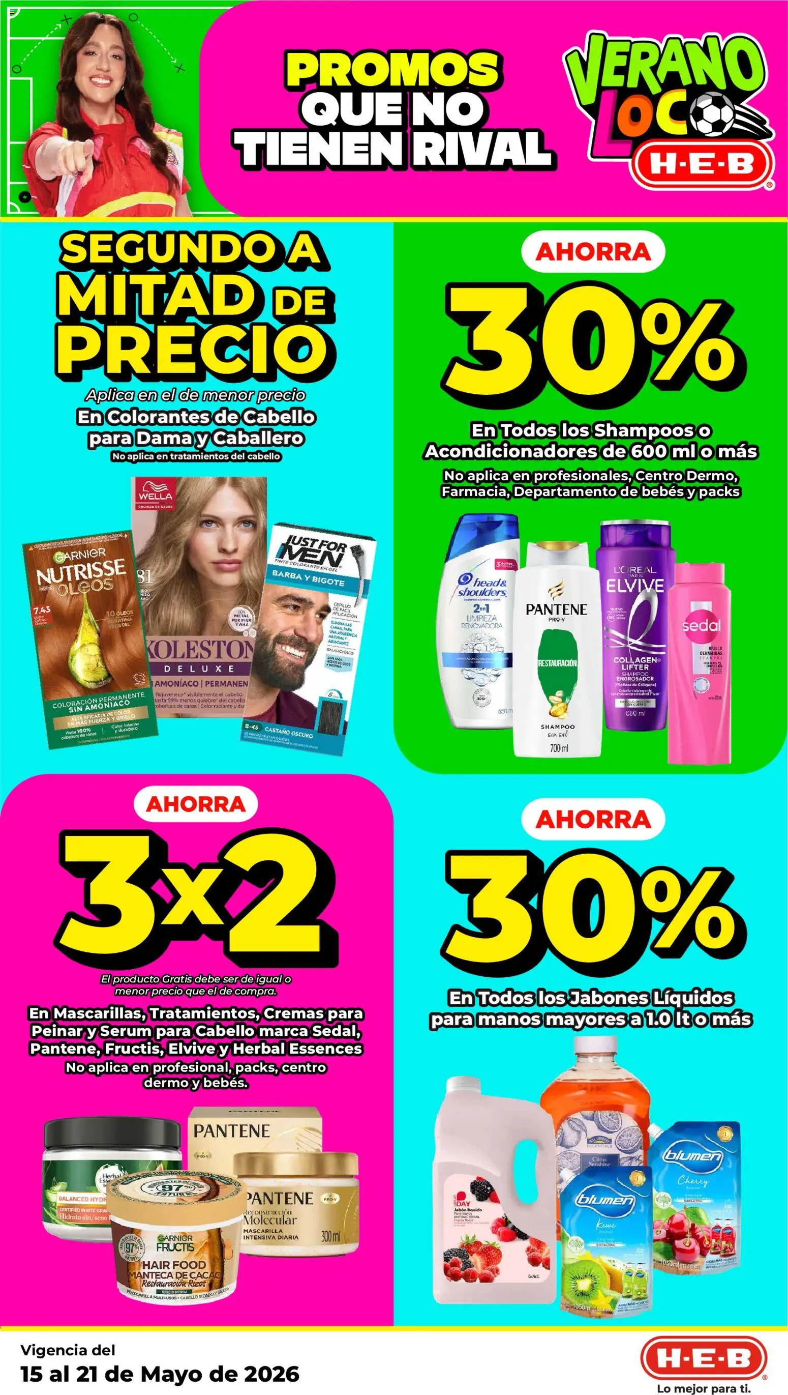 Nuevas ofertas de H-E-B válidas en toda la República Mexicana desde el 15.05.2026. ¡Encuentra las mejores ofertas en H-E-B folleto! | Página: 3 | Productos: Brillo, Aceite, Cacao, Jabón