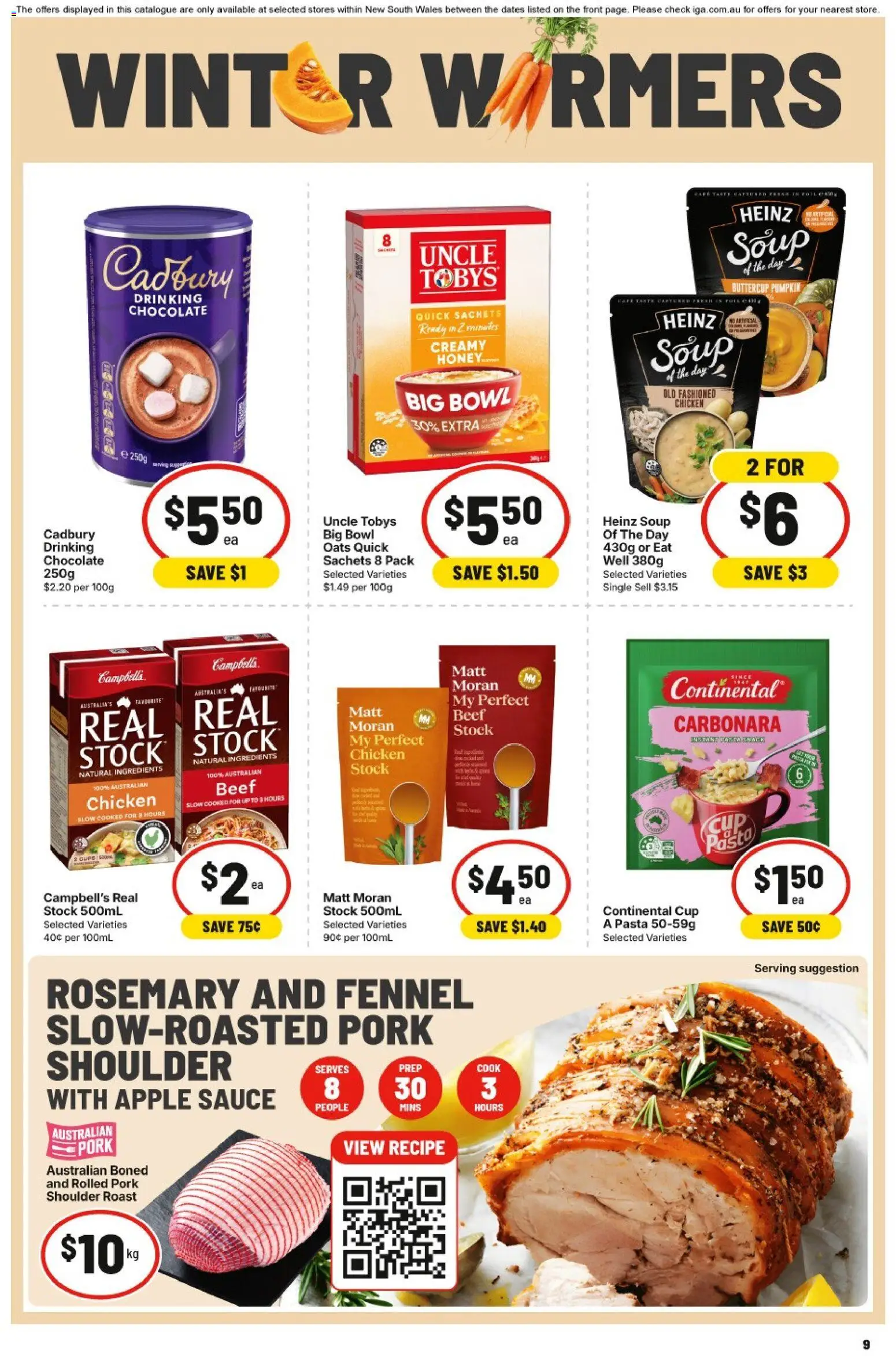 IGA catalogue - valid from 08/07/2026 | Page: 9 | Products: Chicken, Oats, Soup, Pumpkin