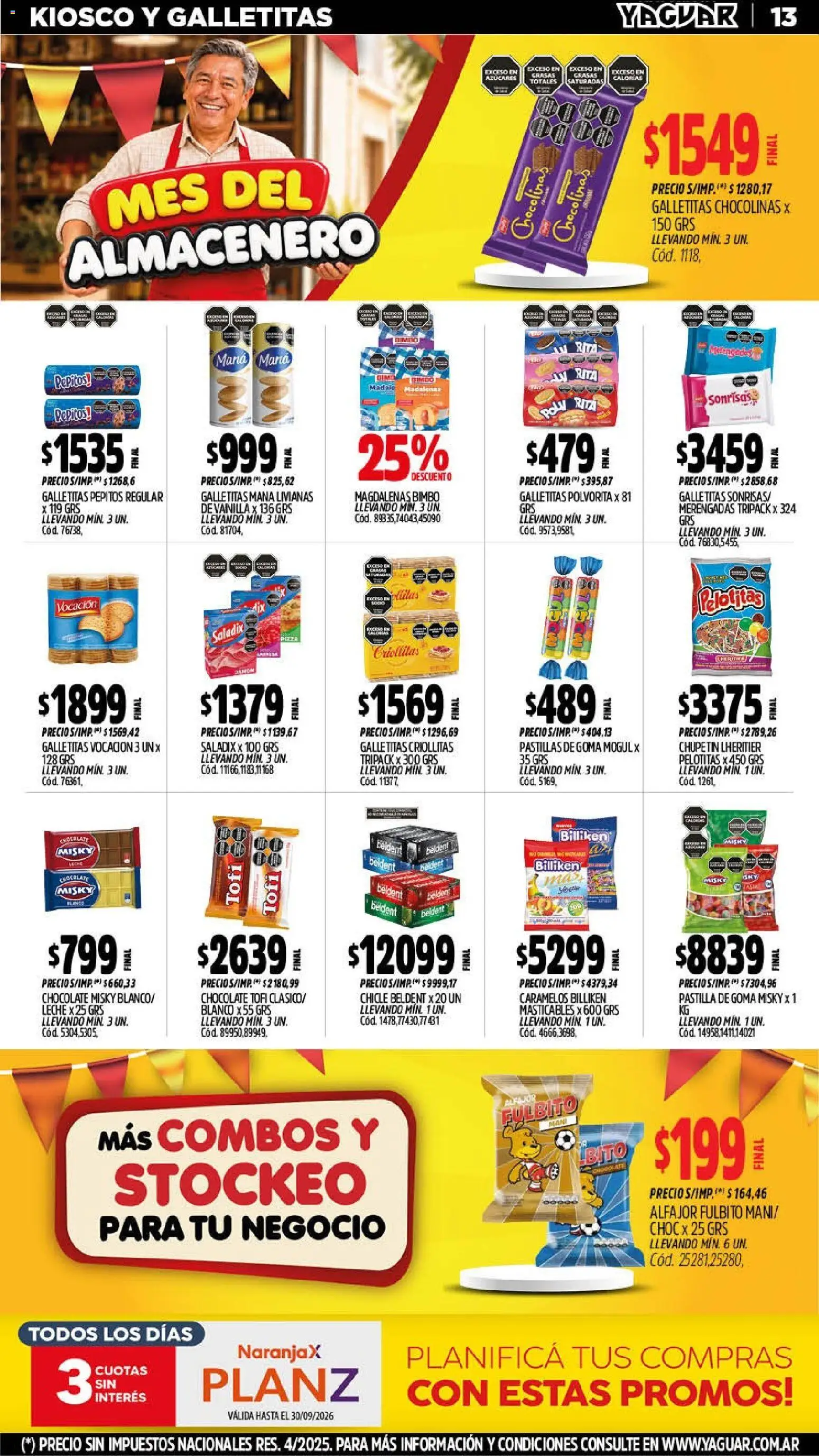 Yaguar - Oferta Semanal Misiones │ válido desde el 07/09/2026 | Página: 13 | Productos: Galletitas, Leche, Chocolate, Alfajor