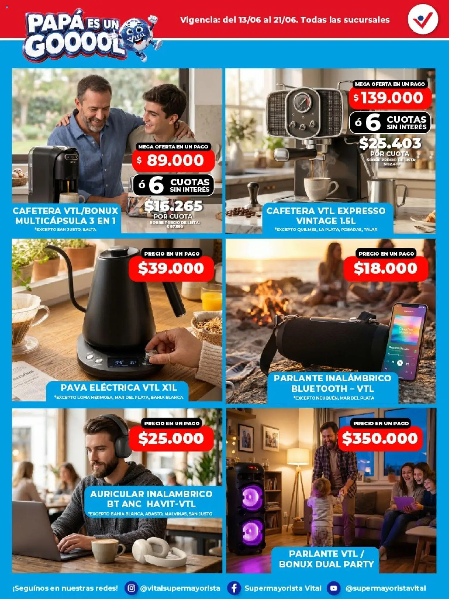 Vital - Especial día del padre │ válido desde el 13.06.2026 | Página: 3 | Productos: Cafetera, Sobre, Parlante, Pava eléctrica