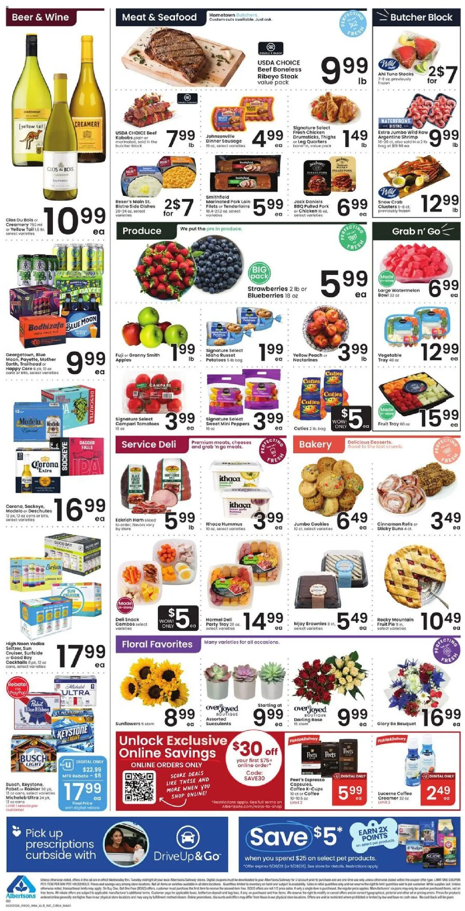 Albertsons Weekly Ad - valid from 20.05.2026 | Page: 4 | Products: Coffee, Ham, Sausage, Bag