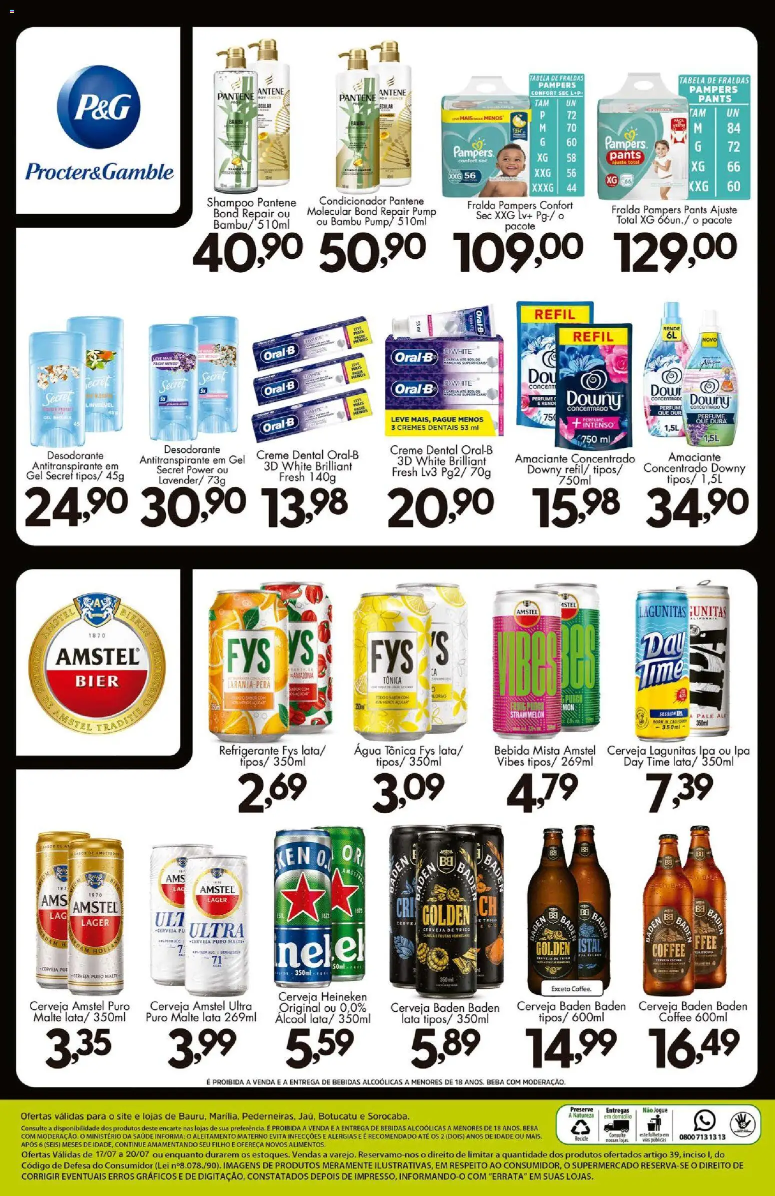 Confiança Folheto - válido de 17/07/2026 | Página: 9 | Produtos: Fralda pampers, Creme, Refrigerante, Creme dental