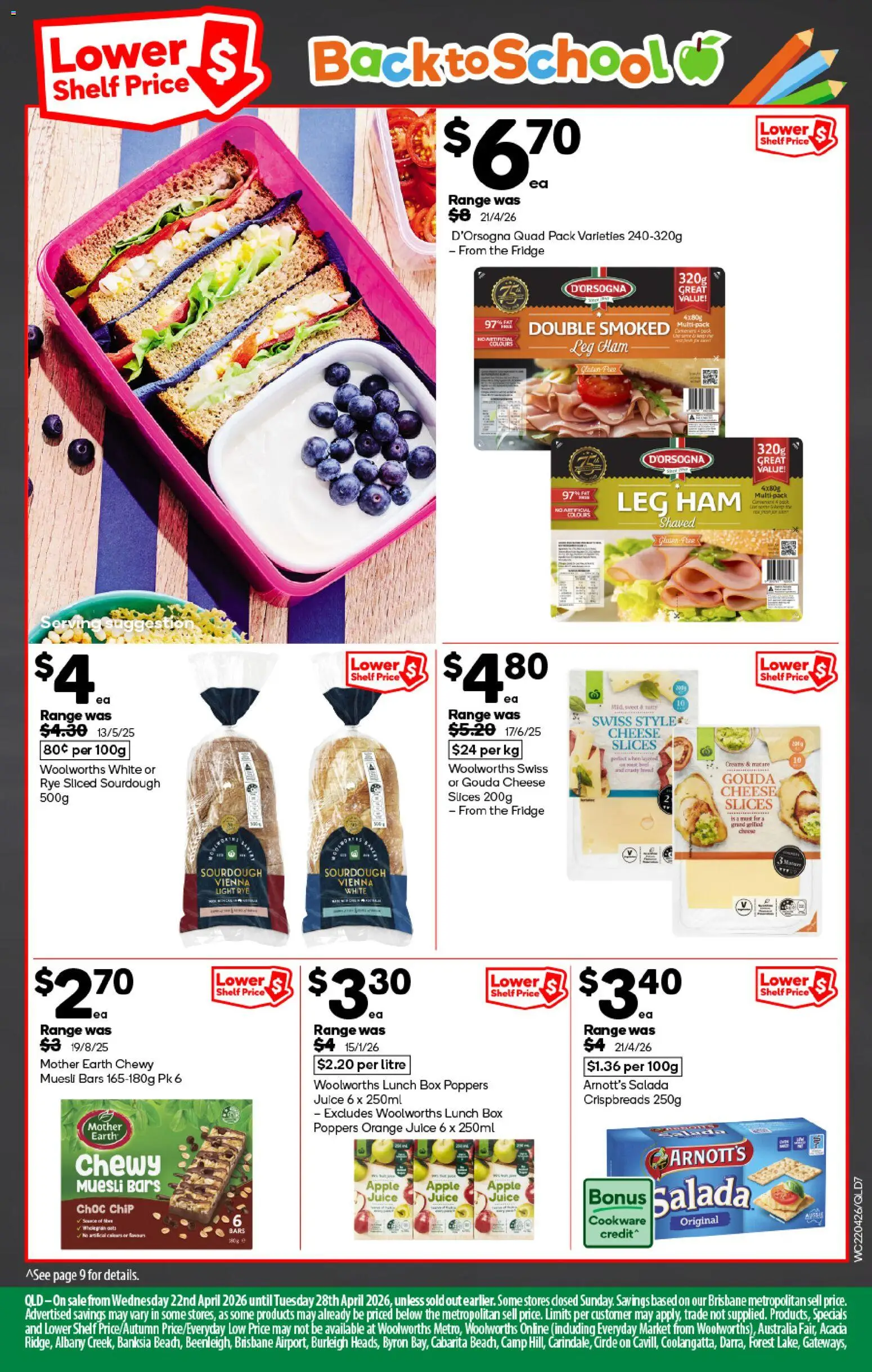 Woolworths catalogue - valid from 22.04.2026 | Page: 7 | Products: Light, Cheese, Juice, Fridge