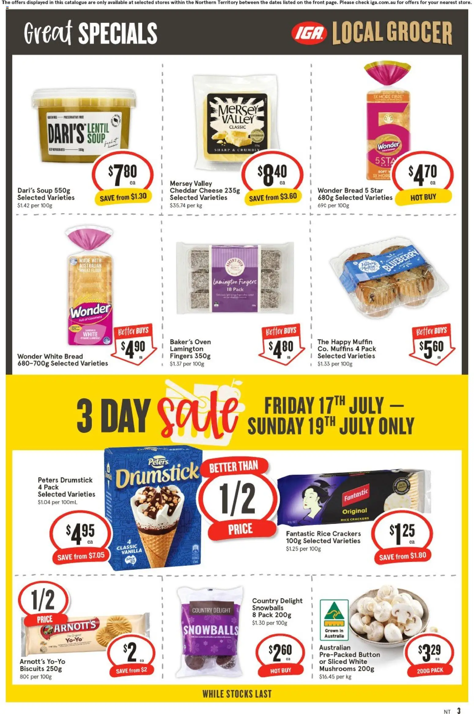 IGA catalogue - valid from 15/07/2026 | Page: 4 | Products: Flour, Bread, Muffins, Soup