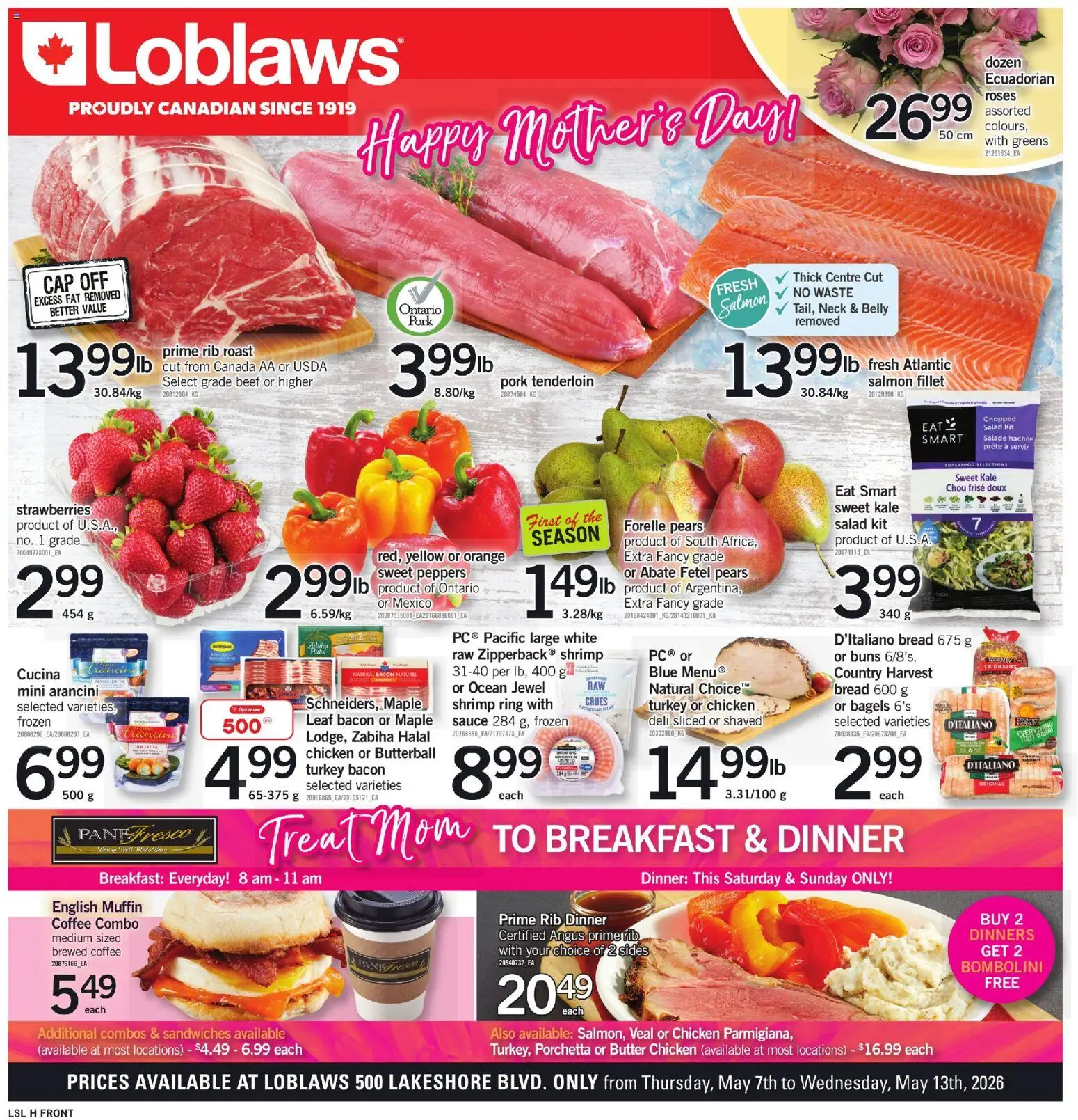 Loblaws flyer valid from 07.05.2026 | Page: 1 | Products: Beef, Strawberries, Turkey, Chicken