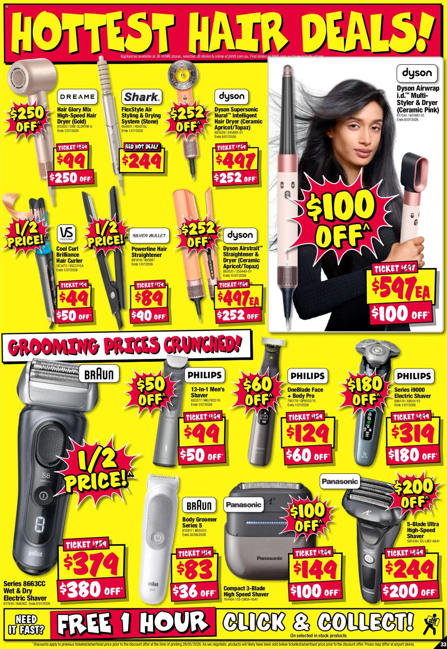 JB Hi-Fi catalogue - valid from 11.06.2026 | Page: 33 | Products: Hair curler, Dryer, Electric shaver, Hair dryer