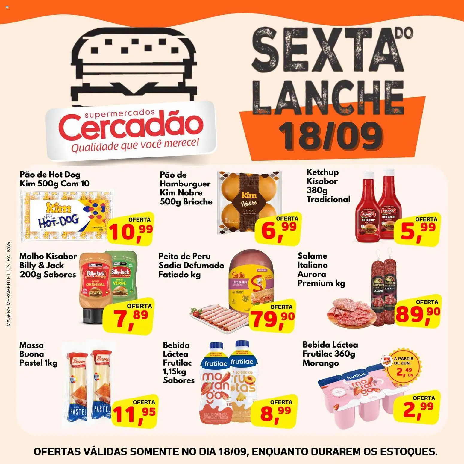 Cercadão Folheto - válido de 18/09/2026 | Página: 1 | Produtos: Salame, Massa, Hambúrguer, Bebida