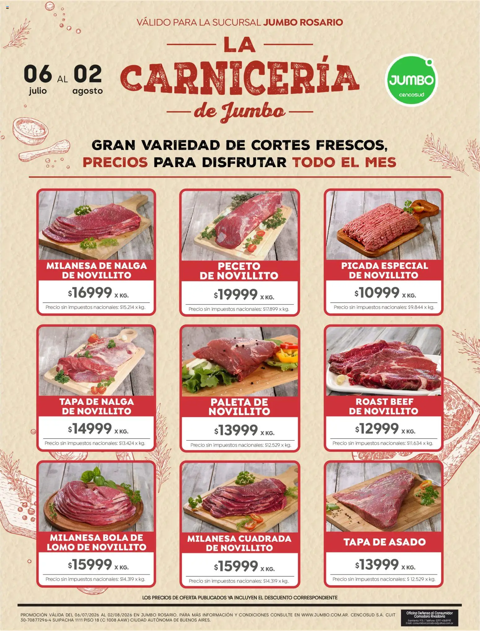 Jumbo - La Carnicería de Jumbo │ válido desde el 06/07/2026 | Página: 3 | Productos: Teléfono, Rosario, Milanesa, Paleta