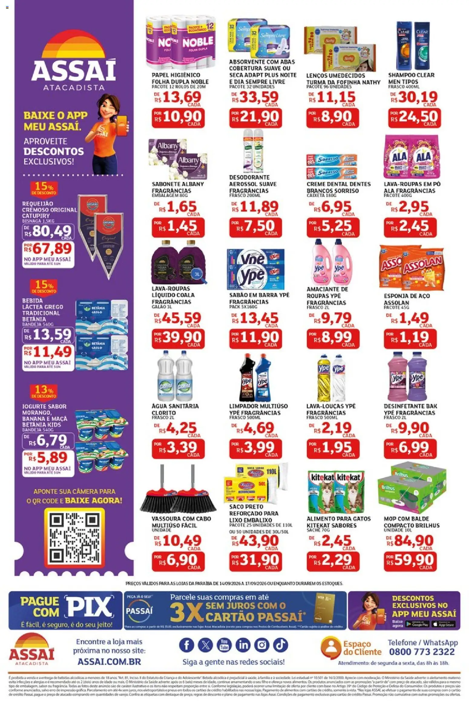 Assaí Atacadista Folheto - válido de 14/09/2026 | Página: 2 | Produtos: Esponja, Desodorante, Iogurte, Balde