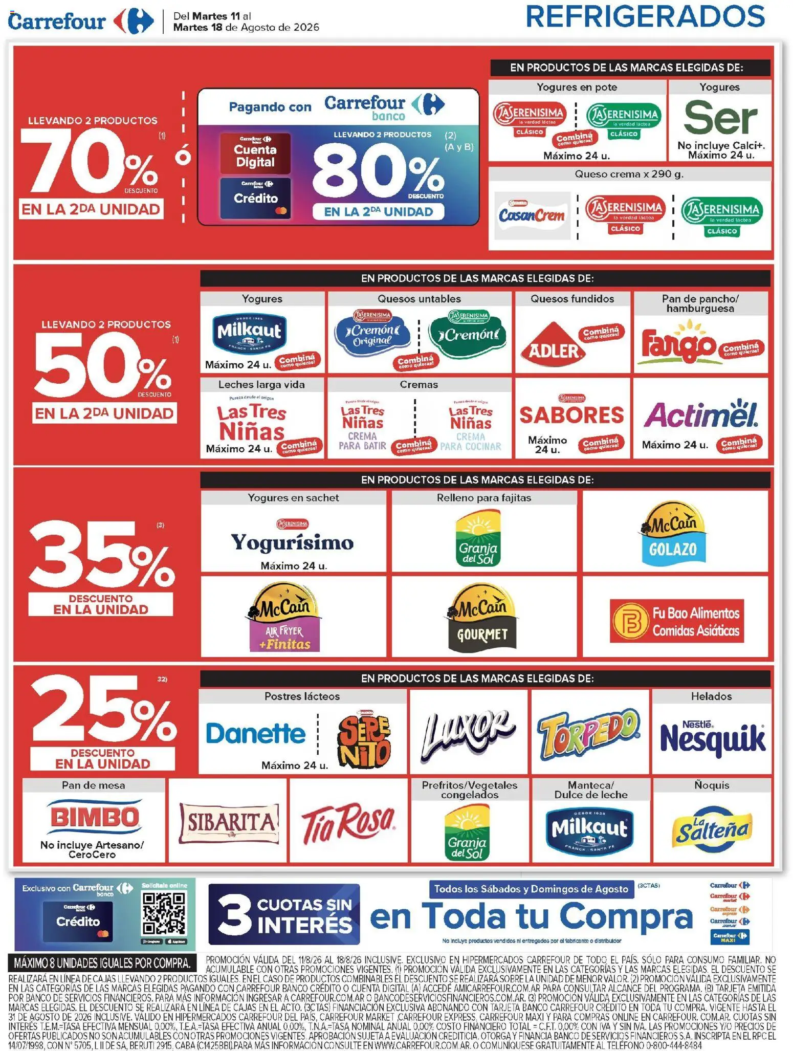 Carrefour ofertas │ válido desde el 11/08/2026 | Página: 7 | Productos: Mesa, Queso crema, Queso, Crema